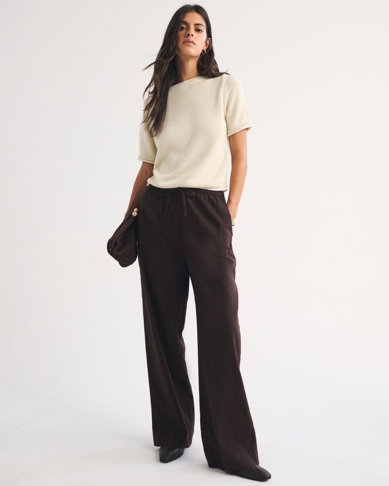 A&F Gemma Linen-Blend Wide Leg Pull-On Pant - thumbnail 6