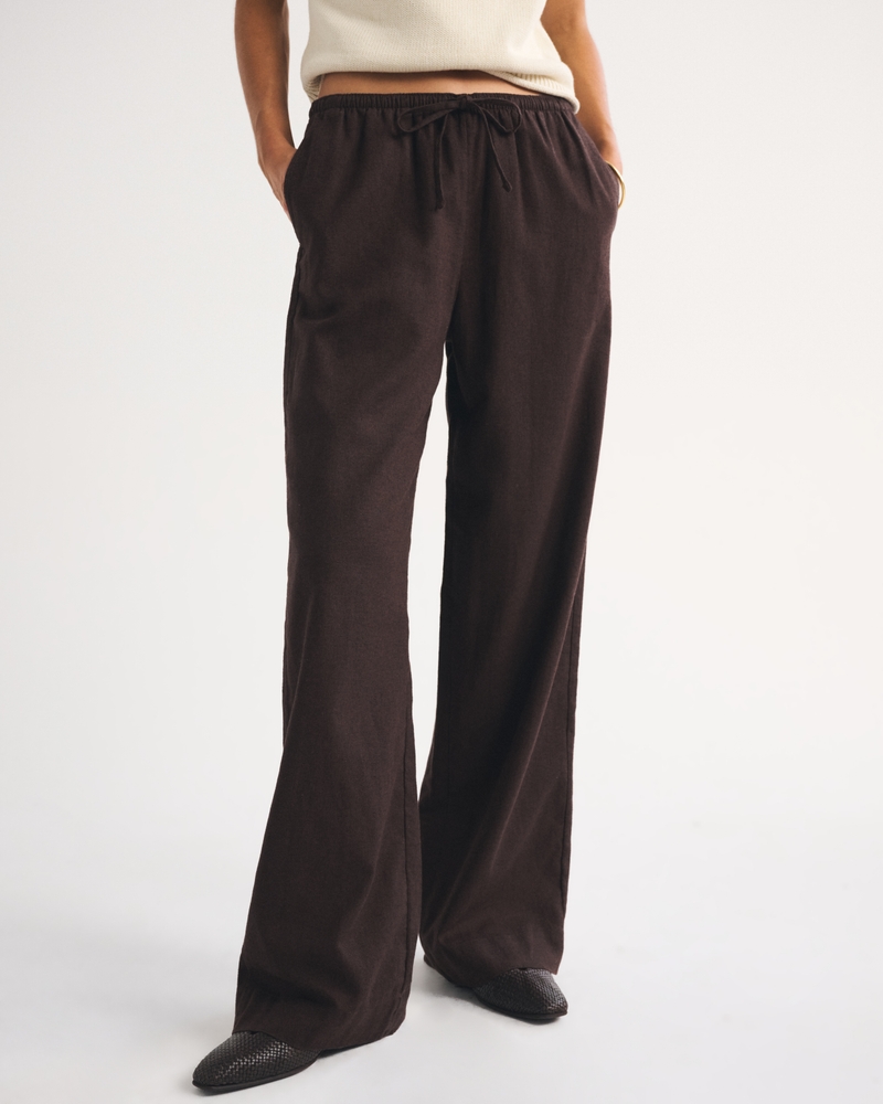 A&F Gemma Linen-Blend Wide Leg Pull-On Pant - thumbnail 5