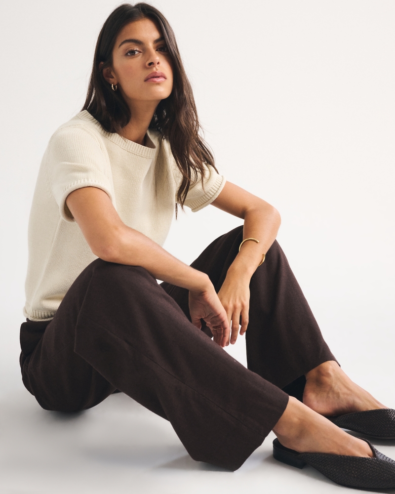 A&F Gemma Linen-Blend Wide Leg Pull-On Pant - thumbnail 7