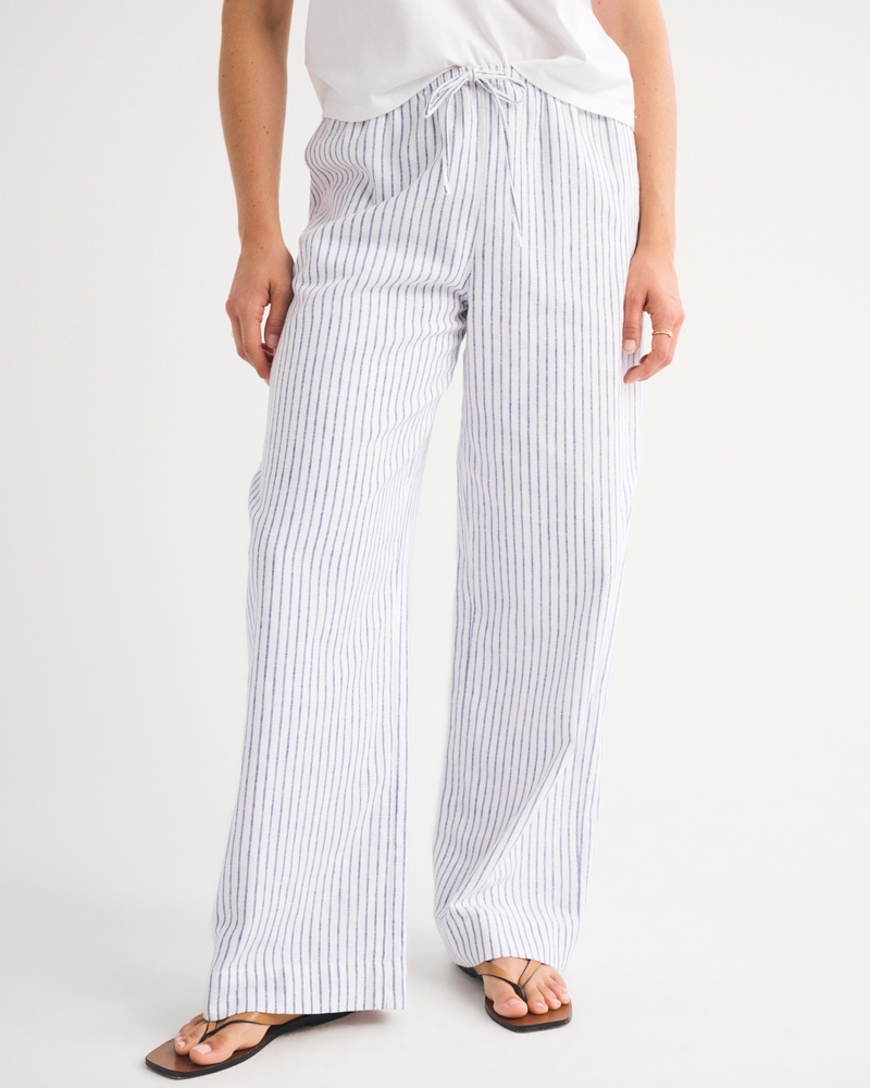 A&F Gemma Linen-Blend Wide Leg Pull-On Pant - thumbnail 10