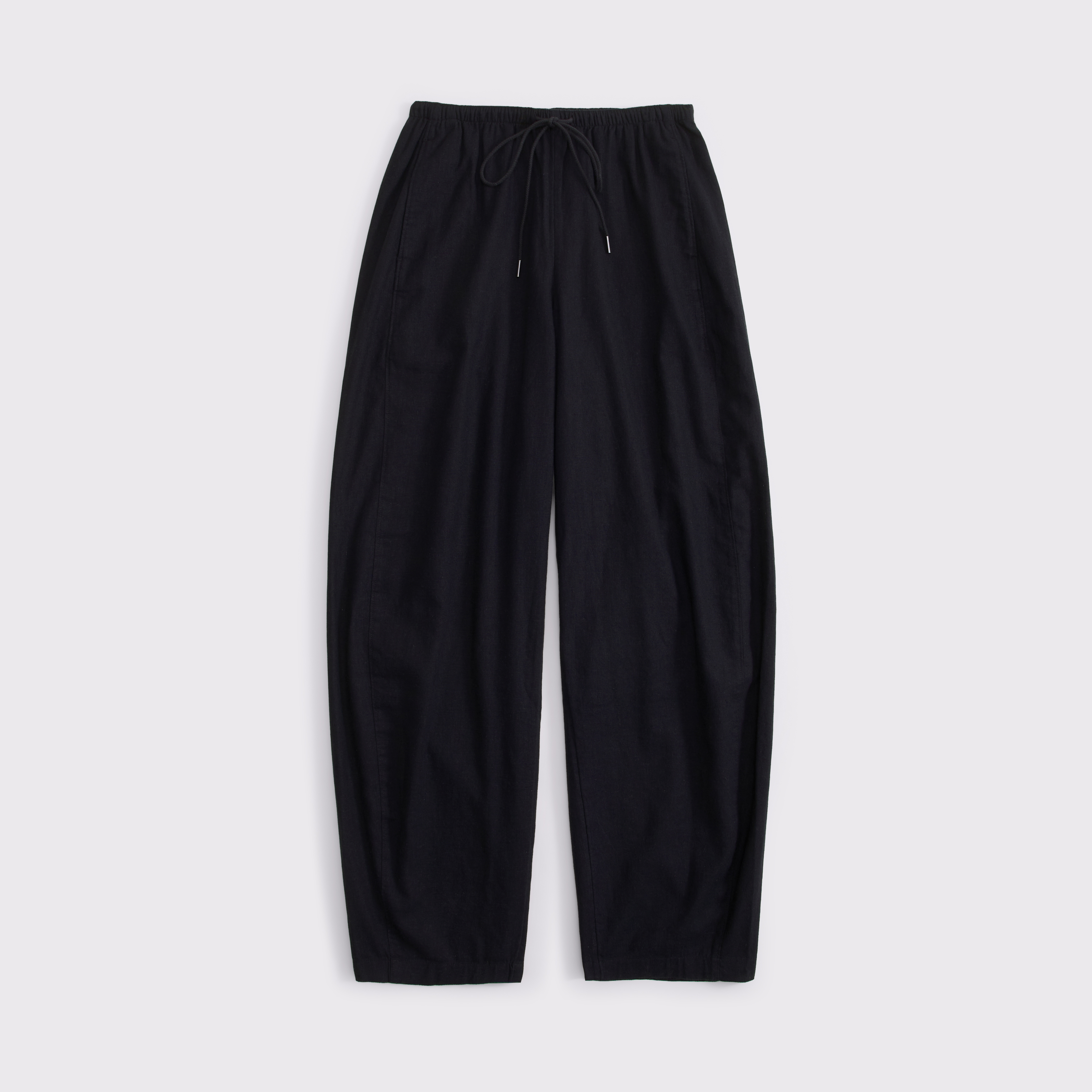 Женские брюки Abercrombie & Fitch Linen-Blend Barrel Pull-On Pant, цвет: Чёрный — фото 1