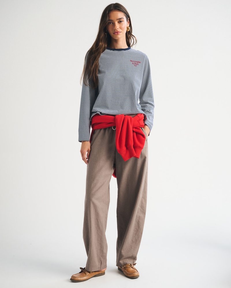 Linen-Blend Barrel Pull-On Pant - thumbnail 2