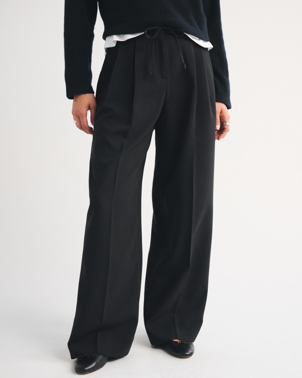 A&F Sloane Tailored Wide Leg Pull-On Pant, Black view 2