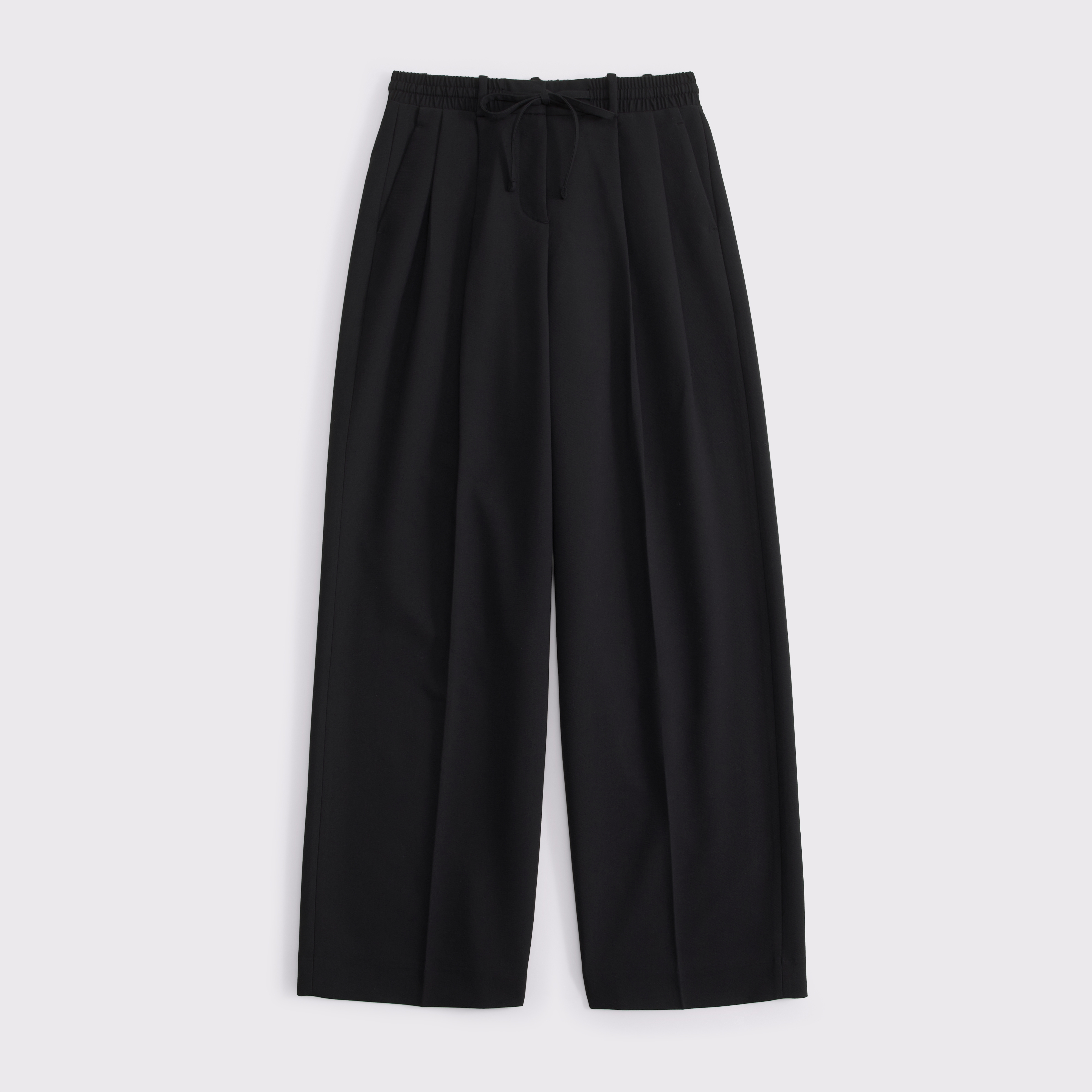 Женские брюки Abercrombie & Fitch A&F Sloane Tailored Wide Leg Pull-On Pant, цвет: Чёрный — фото 1