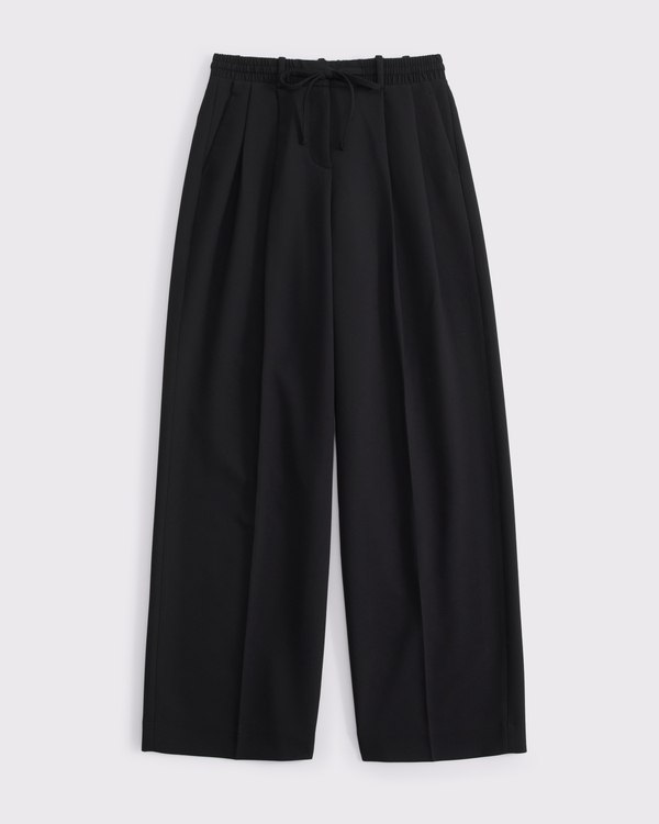 A&F Sloane Tailored Wide Leg Pull-On Pant, Black view 1
