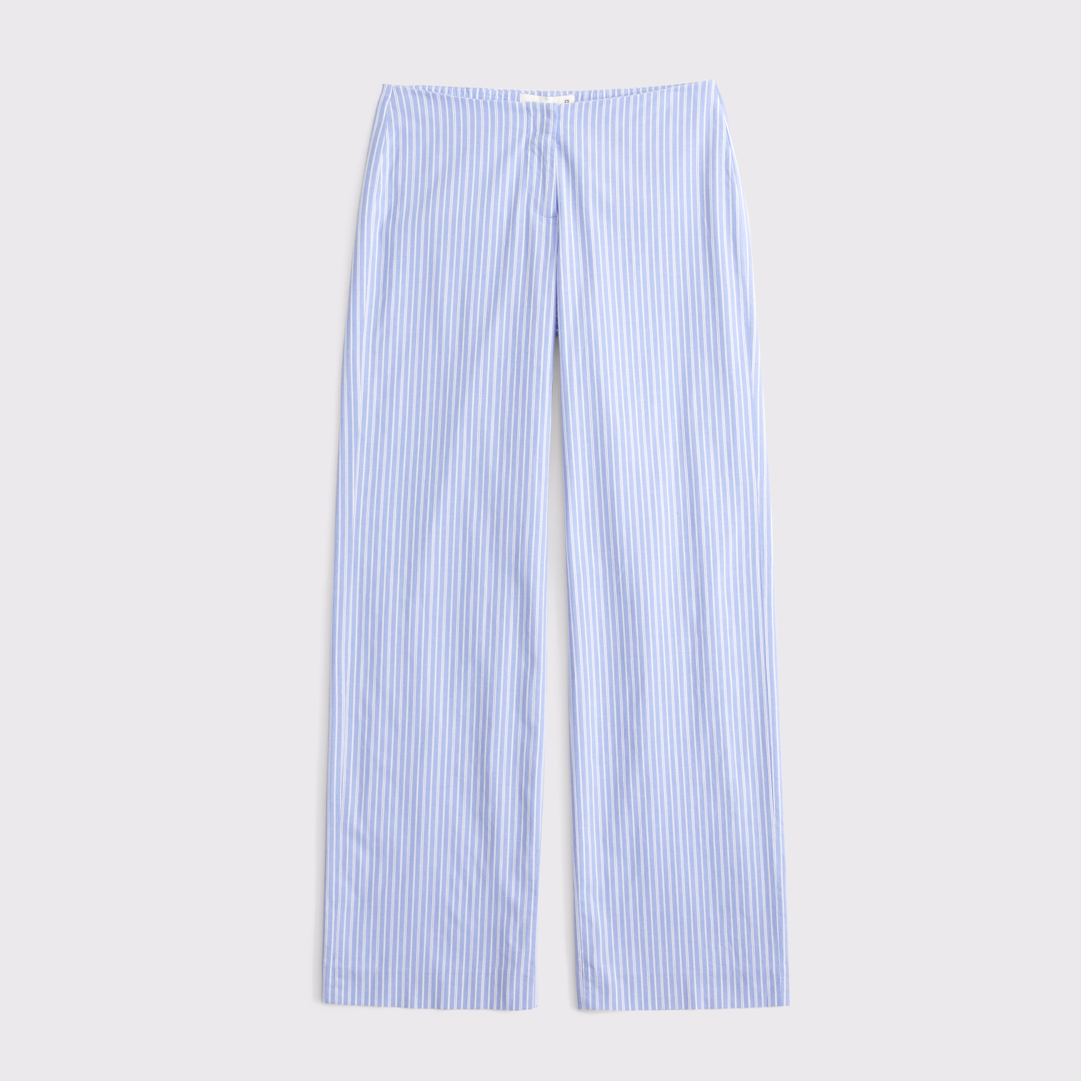 Женские брюки Abercrombie & Fitch Clean Waist Low Rise Poplin Wide Leg Pant, цвет: Синий полосатый — фото 1