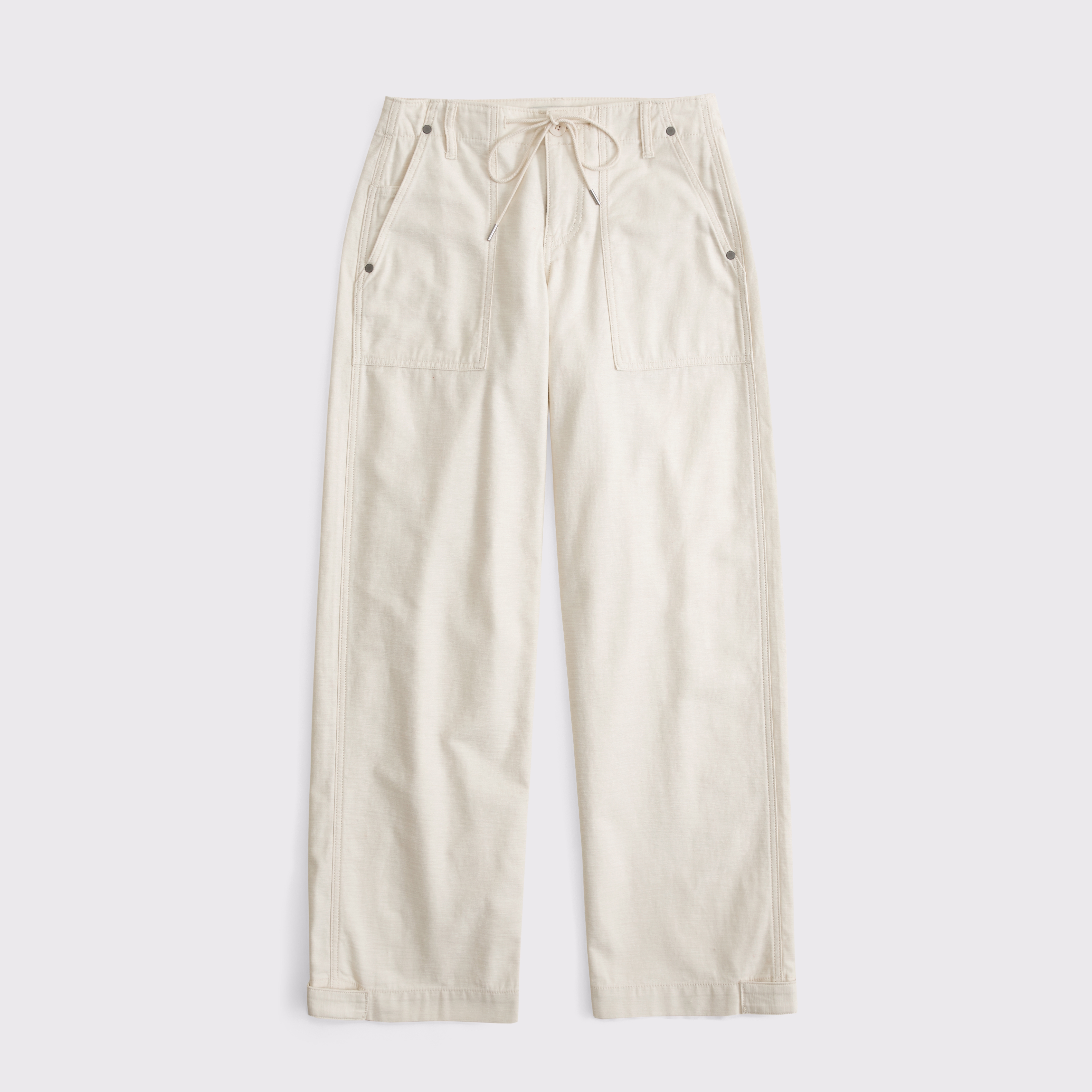Женские брюки Abercrombie & Fitch 100% Cotton Low Rise Ultra Loose Weekender Pant, цвет: Кремовый — фото 1