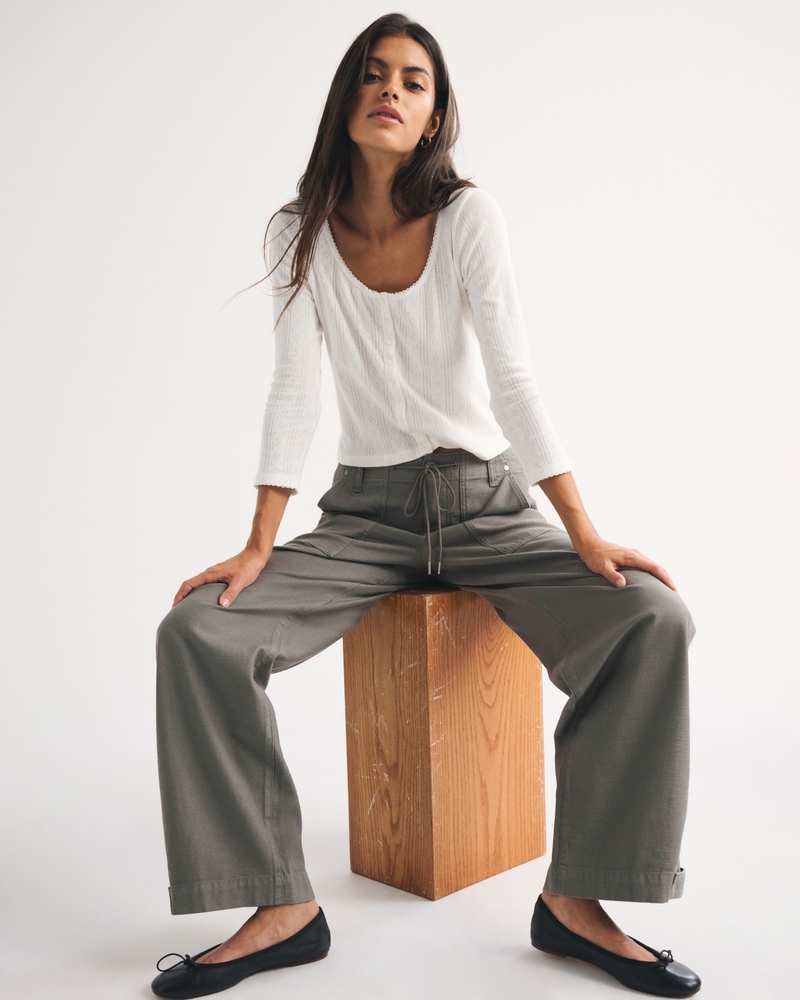 100% Cotton Low Rise Ultra Loose Weekender Pant - thumbnail 9