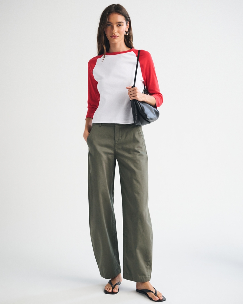 100% Cotton High Rise Chino Barrel Pant - thumbnail 6