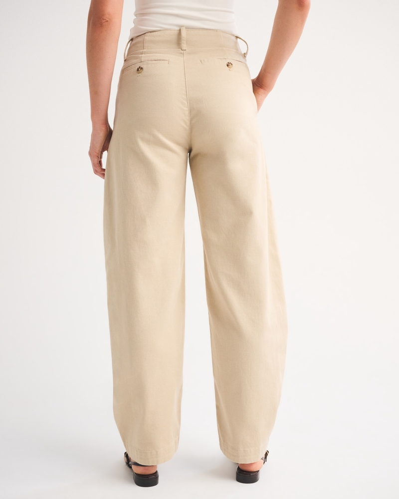 100% Cotton High Rise Chino Barrel Pant - thumbnail 4
