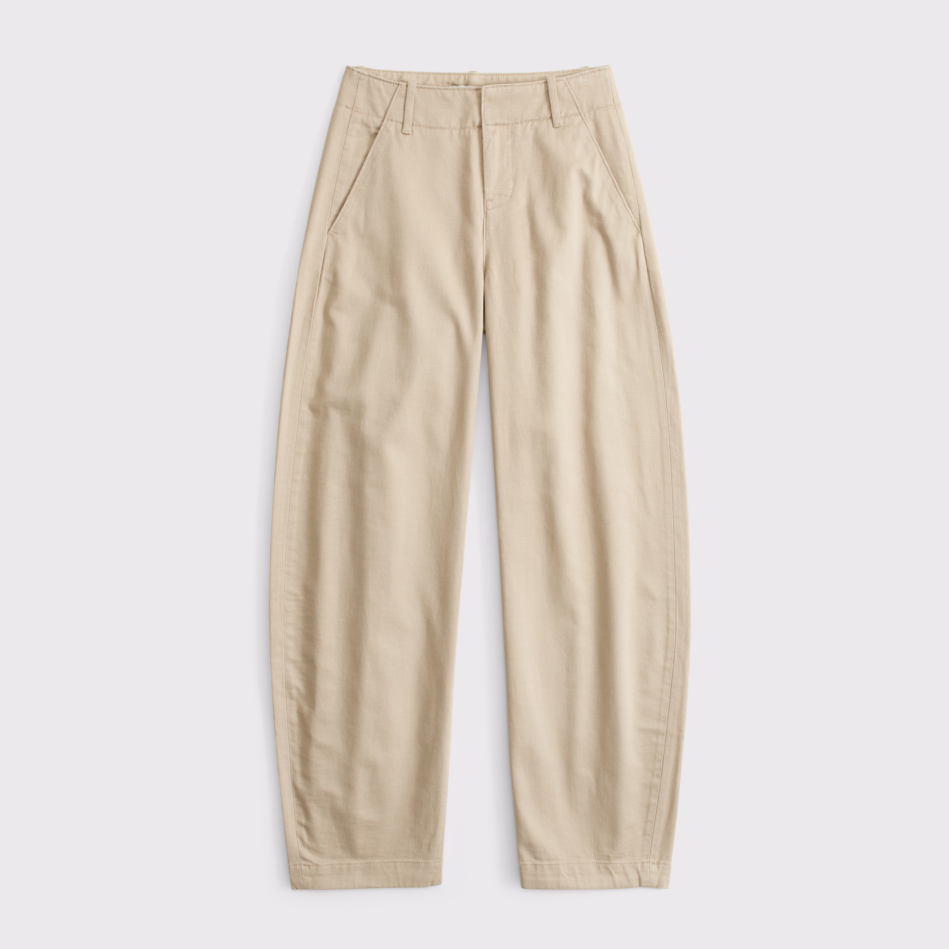 Женские брюки Abercrombie & Fitch 100% Cotton High Rise Chino Barrel Pant, цвет: Хаки — фото 1