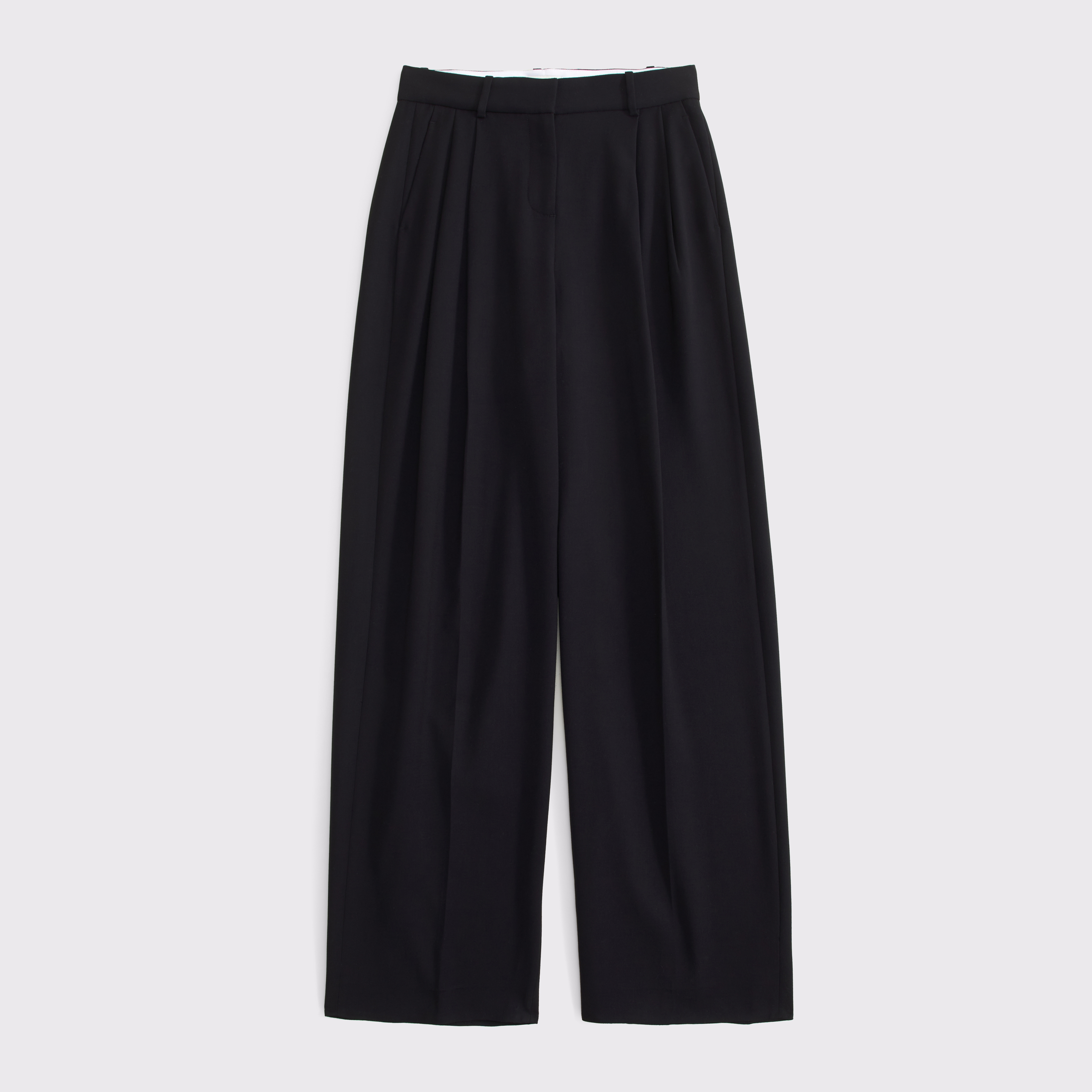 Женские брюки Abercrombie & Fitch A&F Timeless Adjustable-Waist Wide Leg Trouser, цвет: Чёрный — фото 1