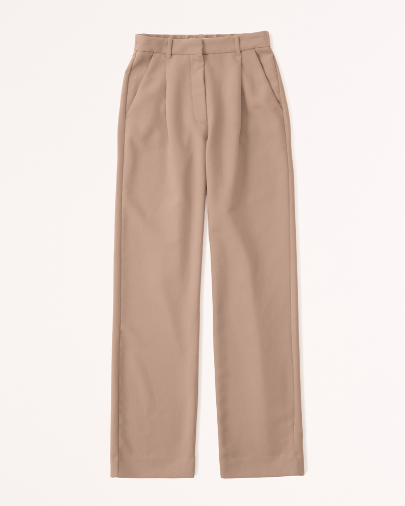 High Rise Pleated Wide-Leg Khakis with Washwell