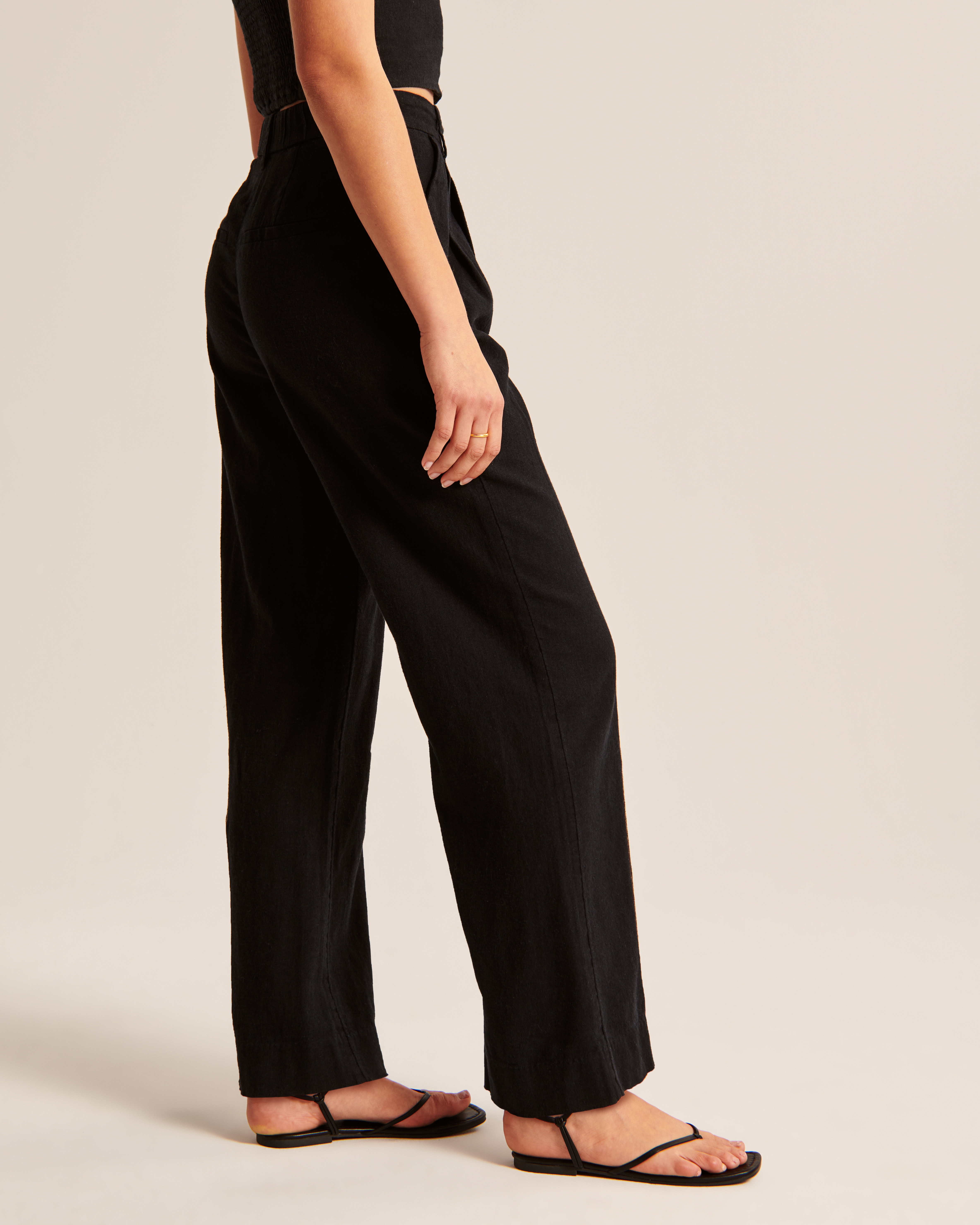 Women's Linen-Blend Tailored Wide Leg Pant | Women's Clearance