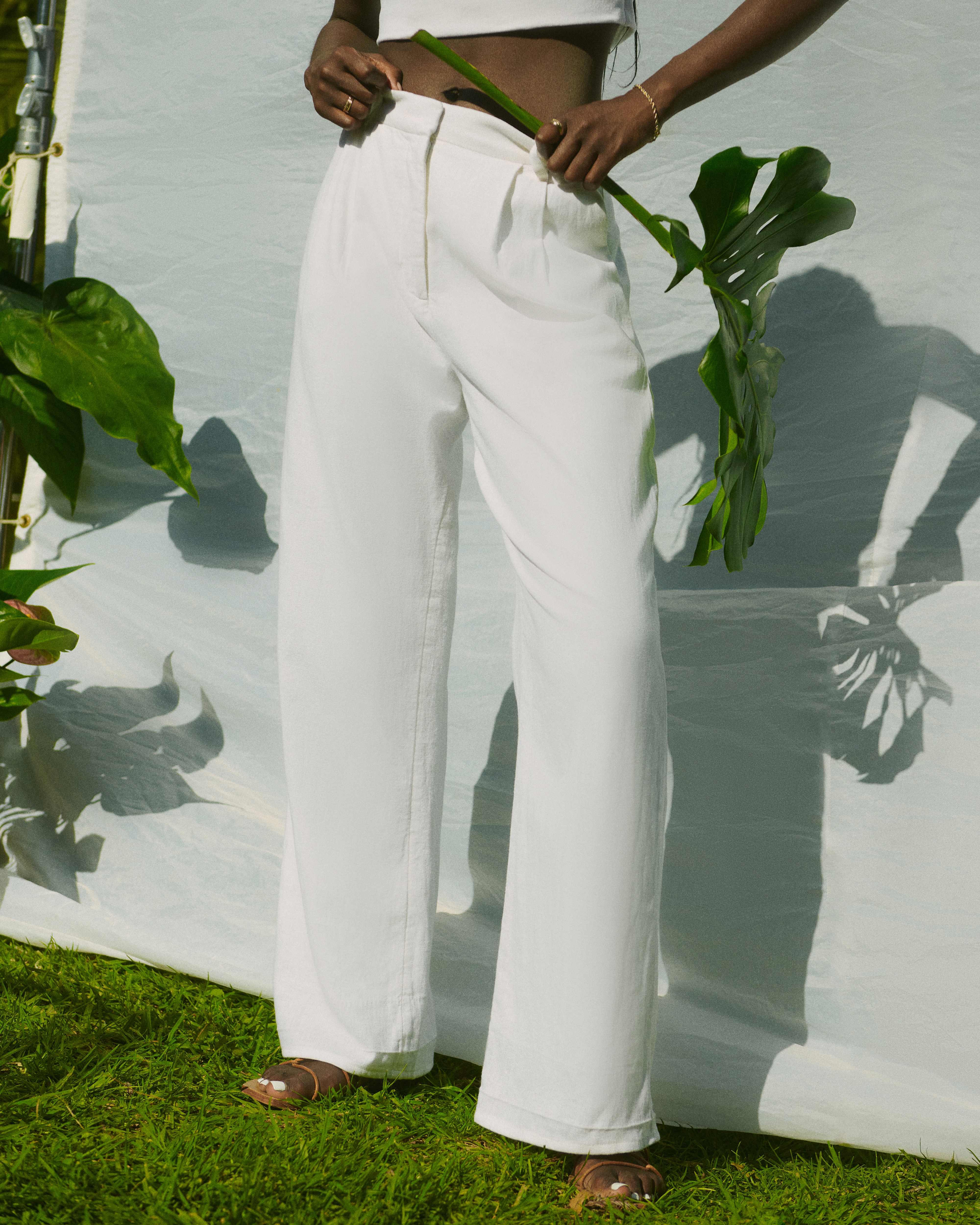 Women's Linen-Blend Tailored Wide Leg Pant | Women's Clearance