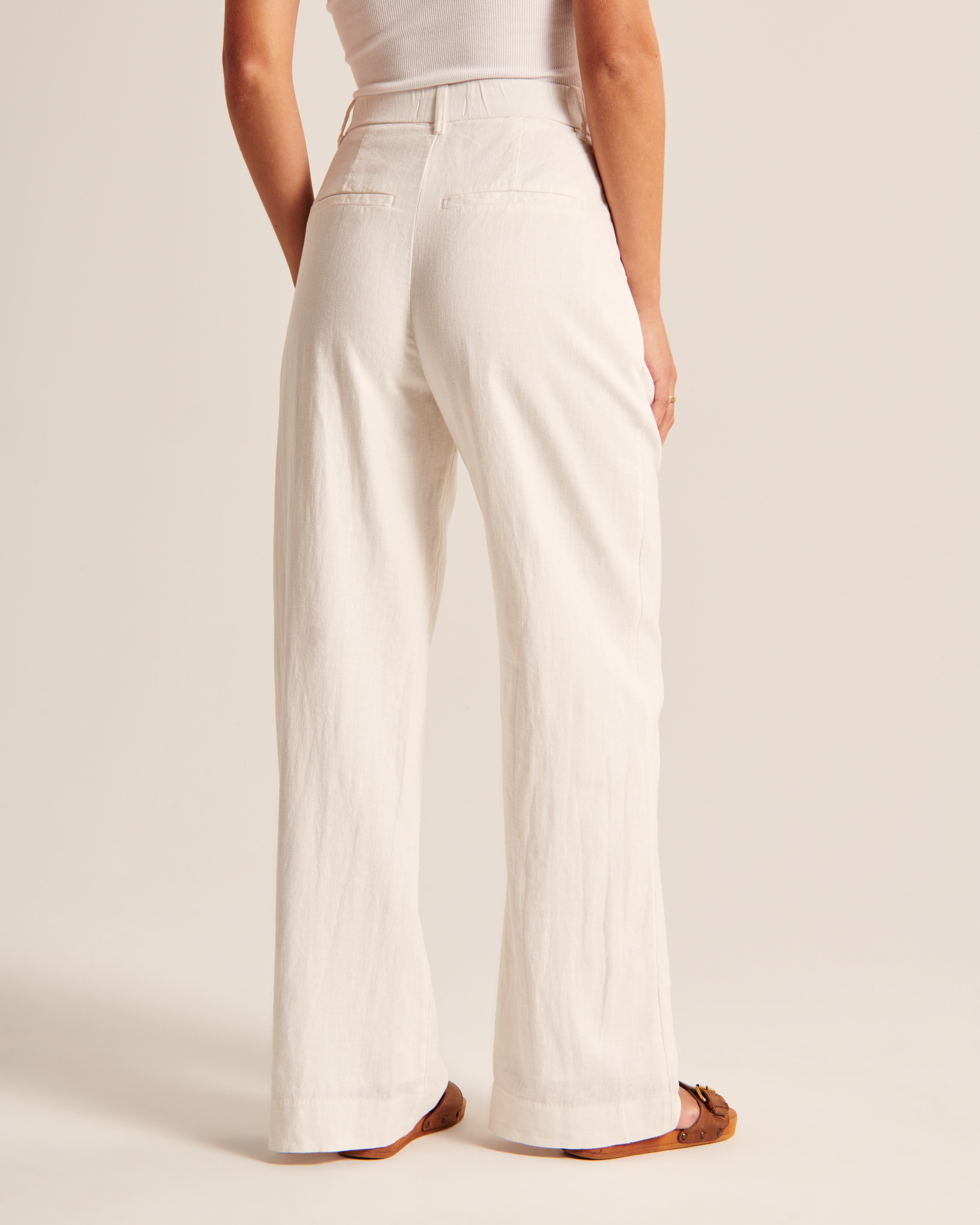 Women's Linen-Blend Tailored Wide Leg Pant | Women's Clearance