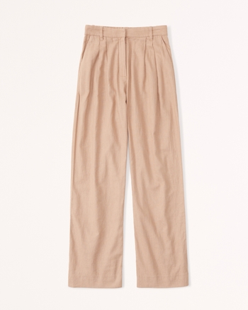 Women's Linen-Blend Tailored Wide Leg Pant | Women's Clearance ...