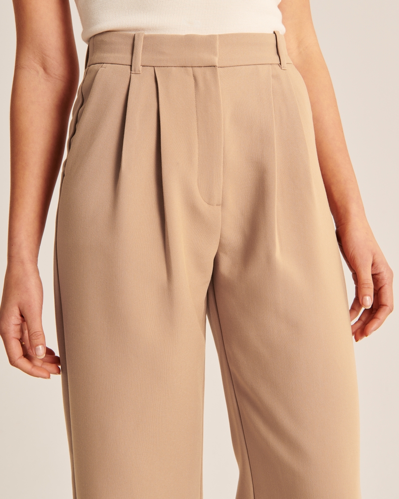 Mujer Pantalones de crepé premium con corte de sastre A&F Sloane, Mujer  Prendas inferiores