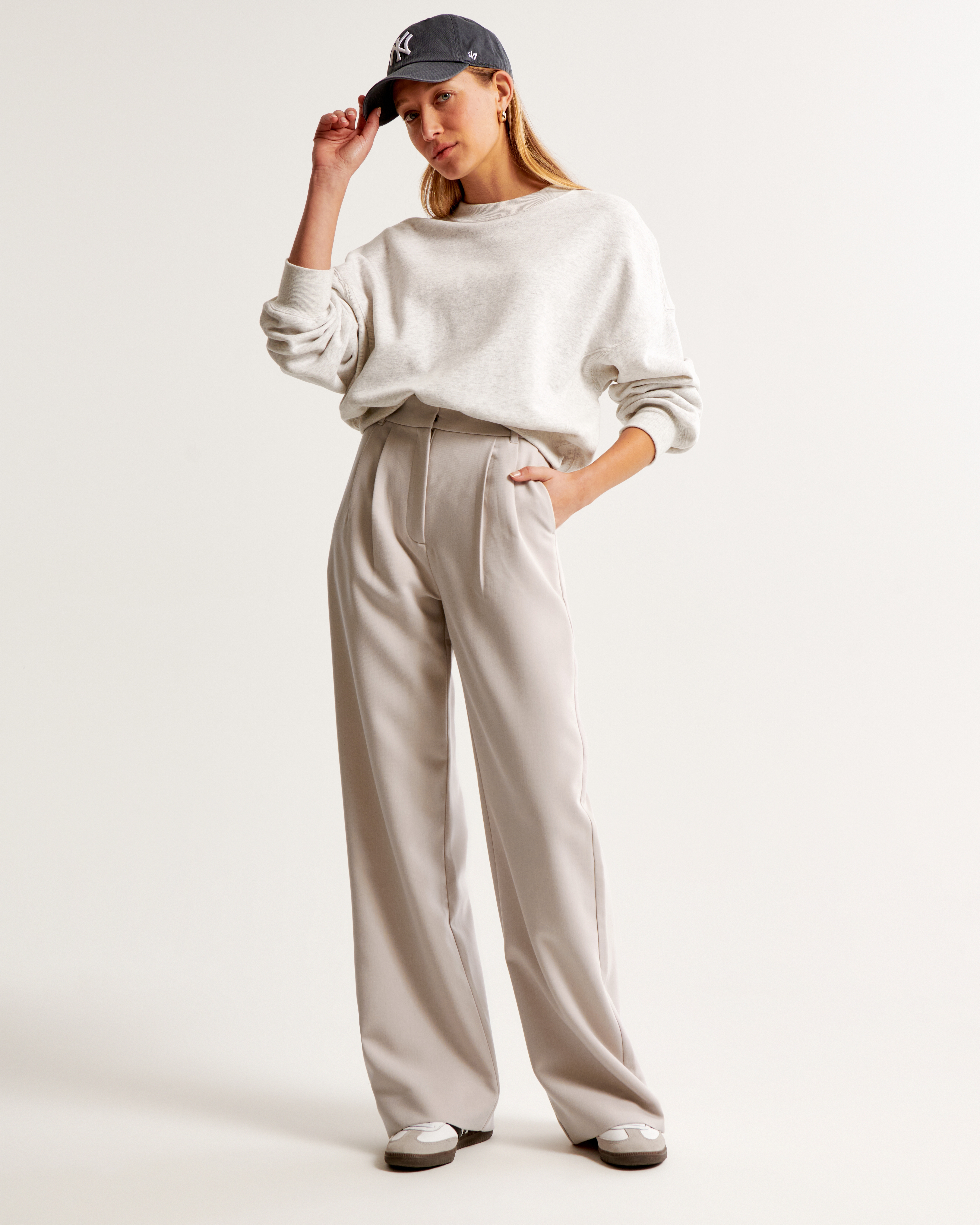 Women's A&F Sloane Tailored Wide Leg Pant | Women's Bottoms |  Abercrombie.com