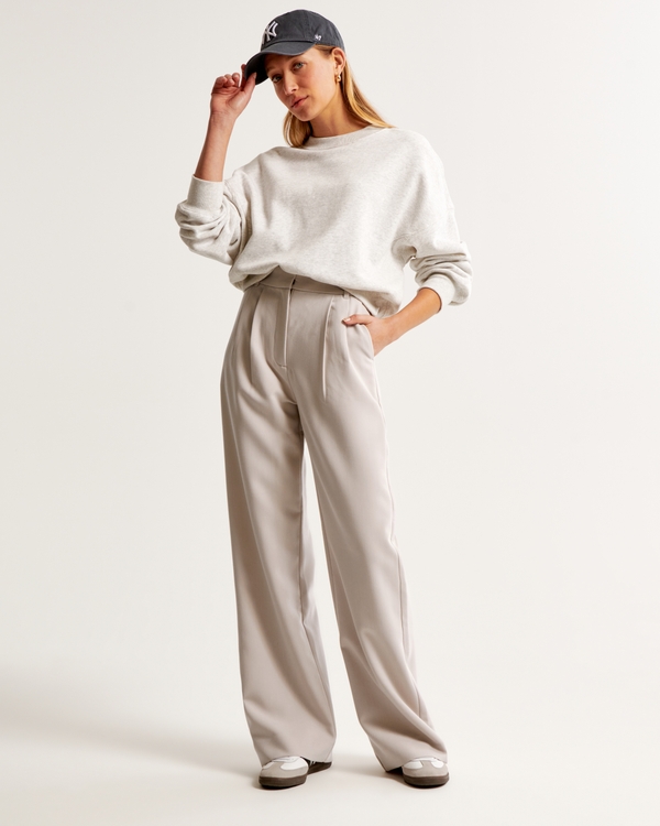 A&F Sloane Tailored Wide Leg Pant, Light Taupe