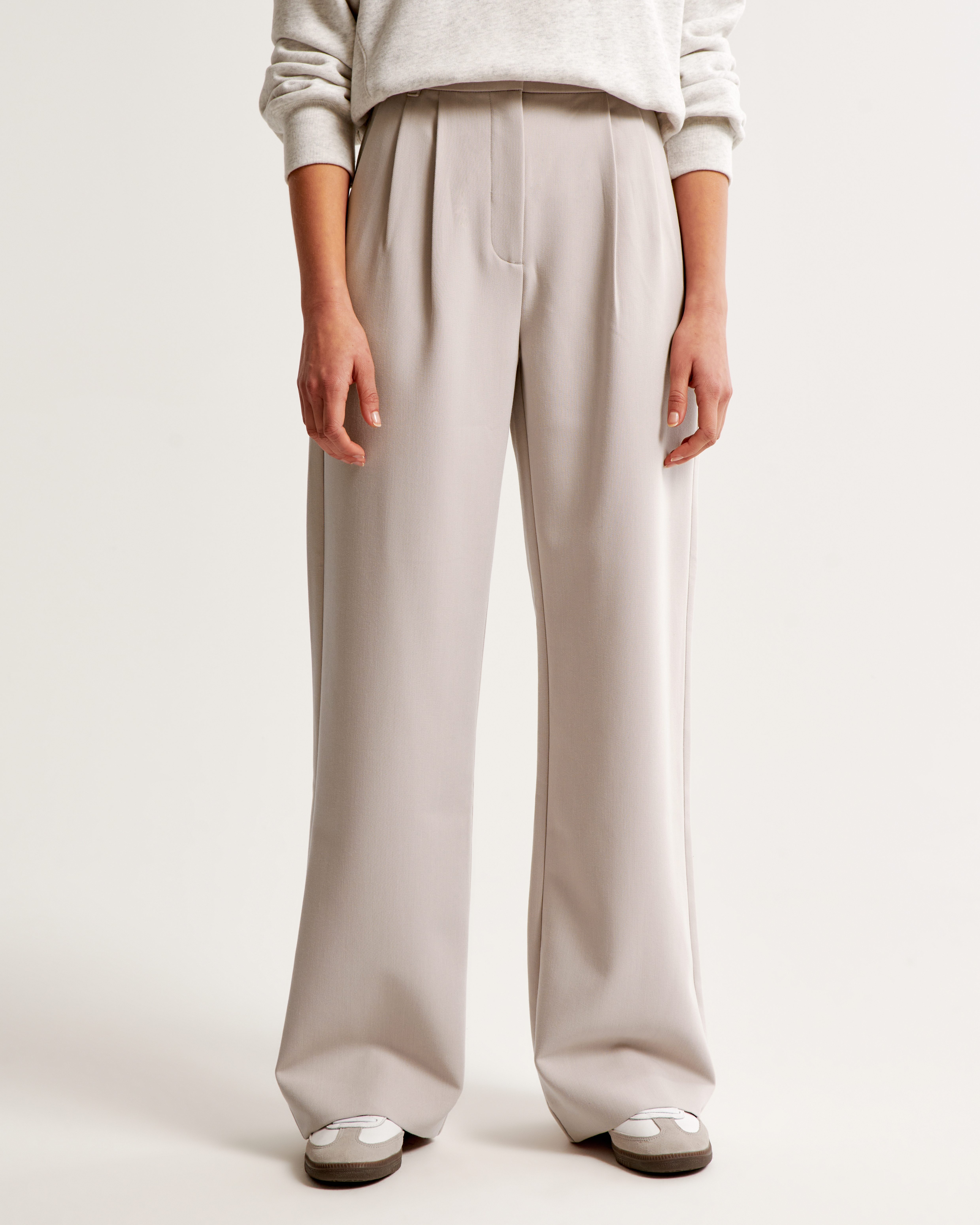 Abercrombie & Fitch A&f Sloane Tailored Wide Leg Pant In Brown