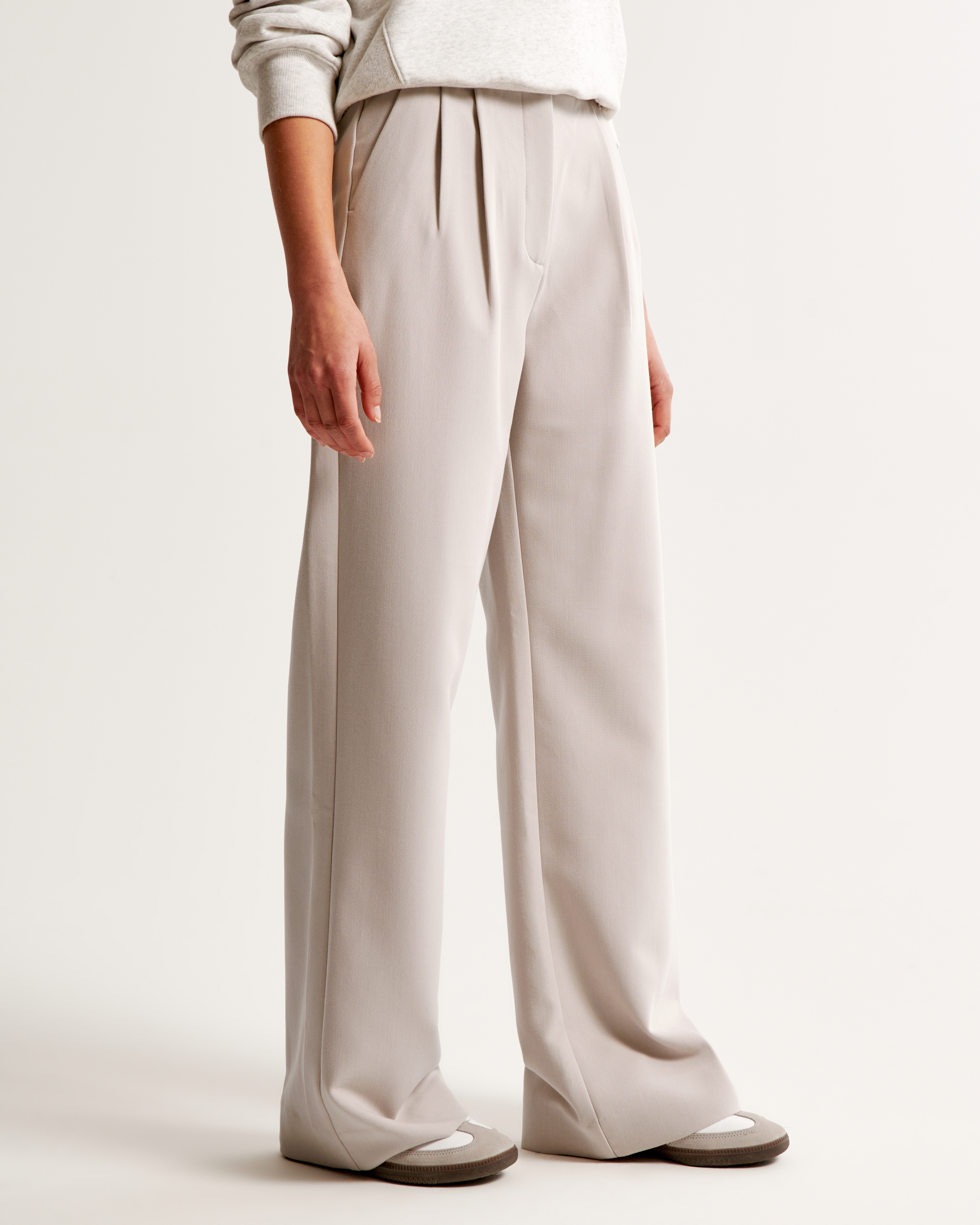 Abercrombie & Fitch A&f Sloane Tailored Wide Leg Pant In Brown