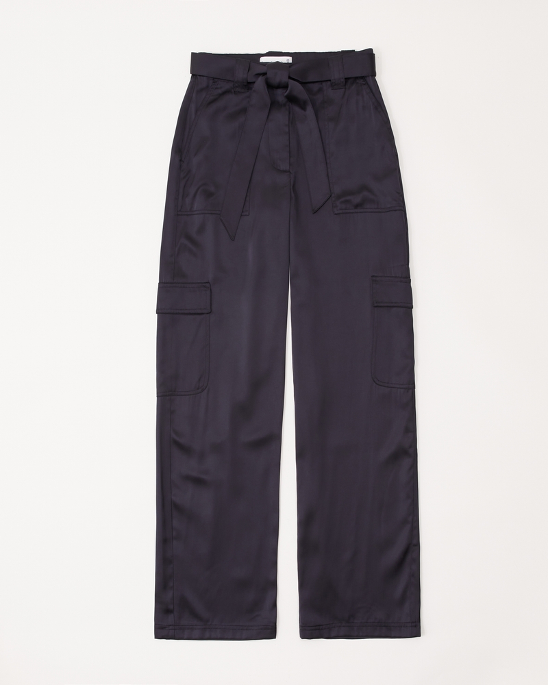 Women's Belted Baggy Satin Cargo Pant | Women's Clearance | Abercrombie.com
