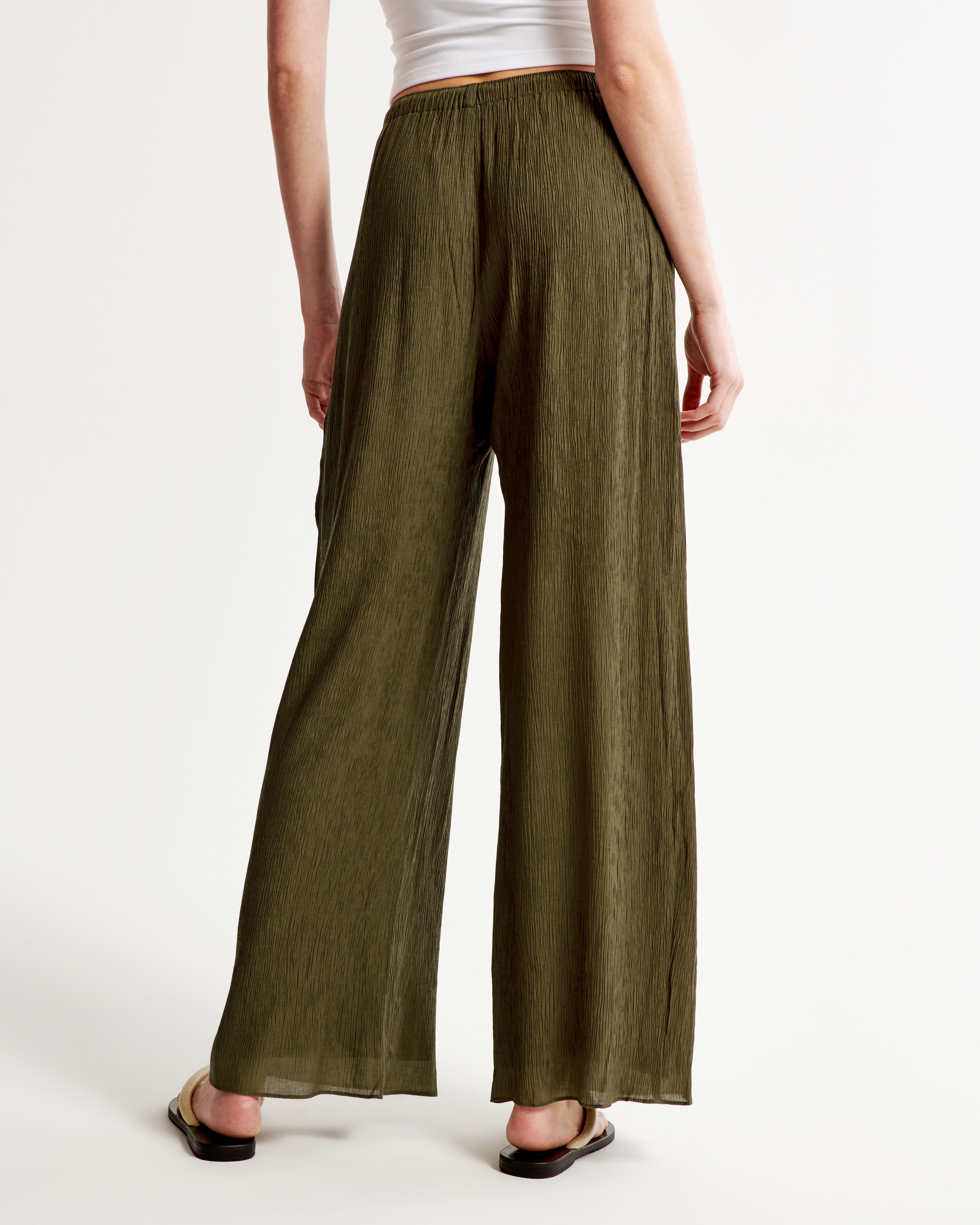 Women's Crinkle Textured Pull-On Wide Leg Pant | Women's Clearance