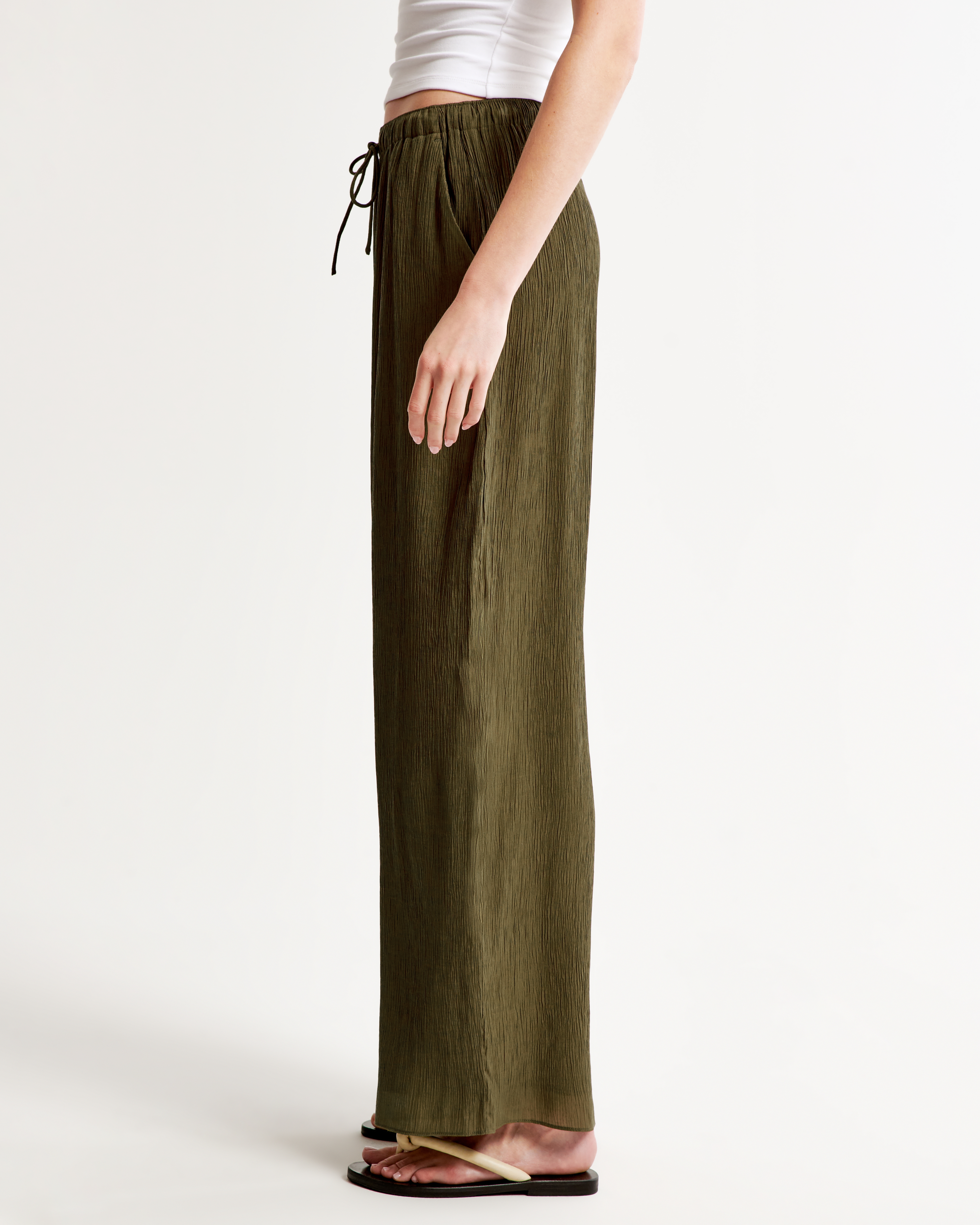 Women's Crinkle Textured Pull-On Wide Leg Pant | Women's Clearance