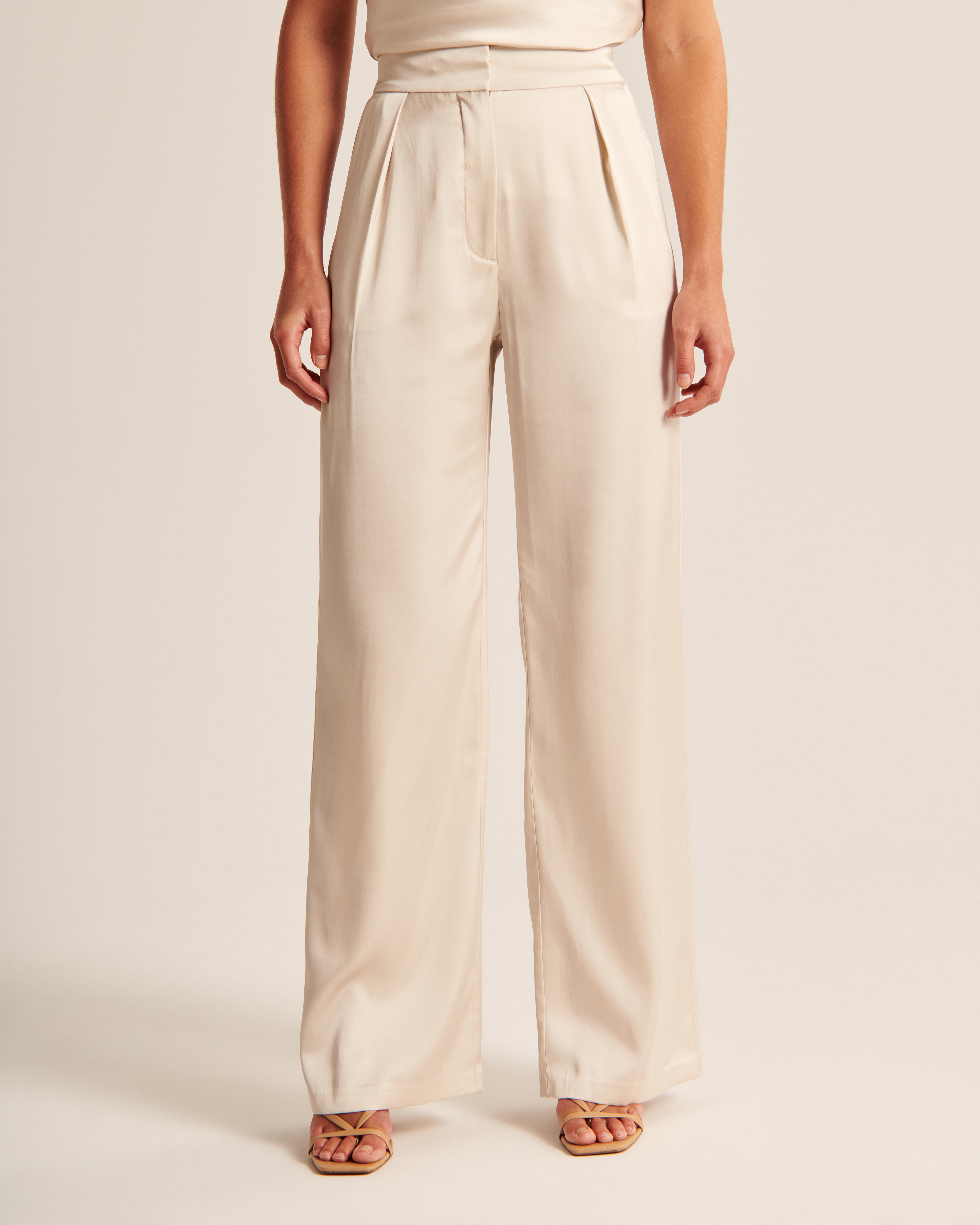 Women's Satin Tailored Wide Leg Pant | Women's Clearance