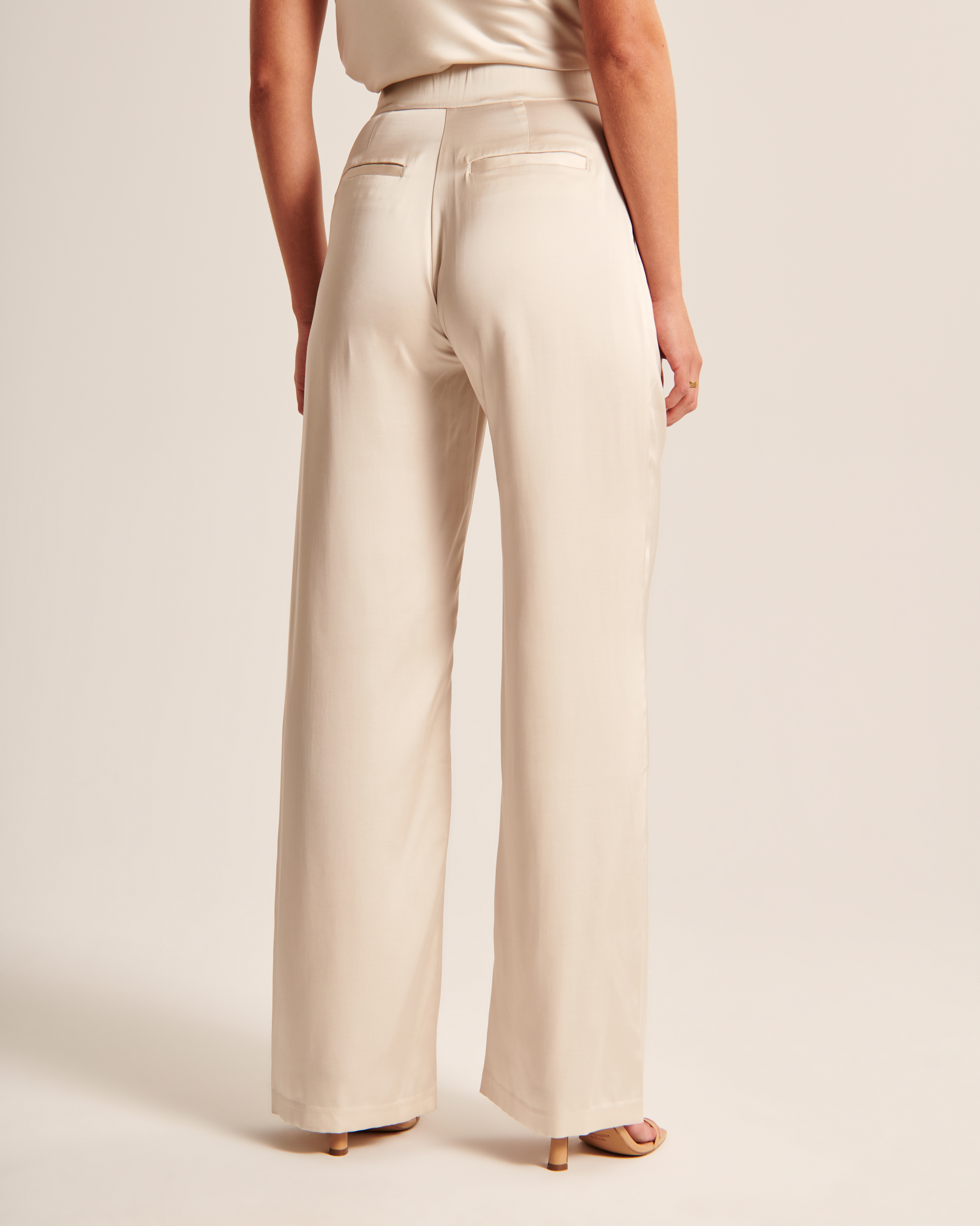 Women's Satin Tailored Wide Leg Pant | Women's Clearance