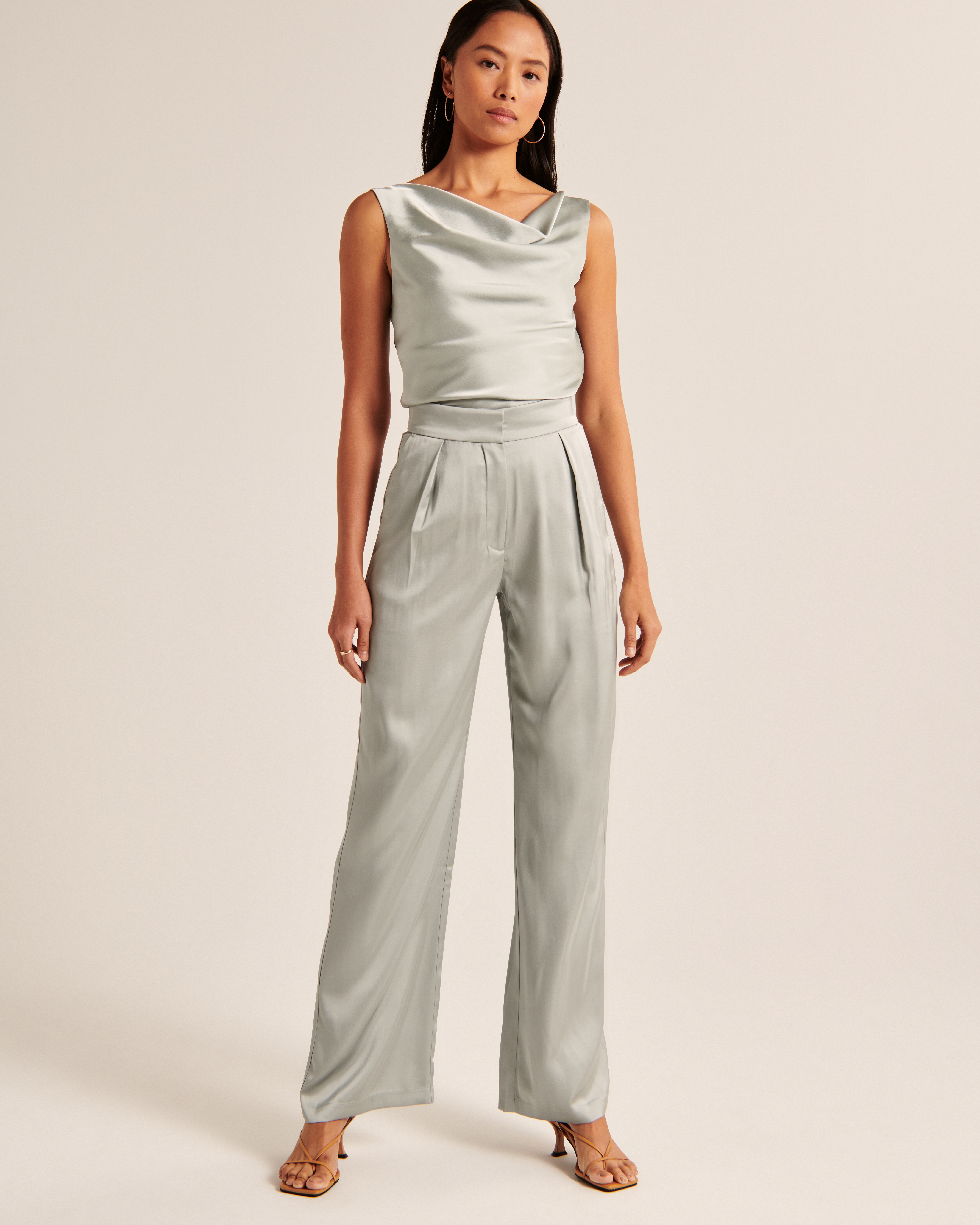 Women's Satin Tailored Wide Leg Pant | Women's Clearance