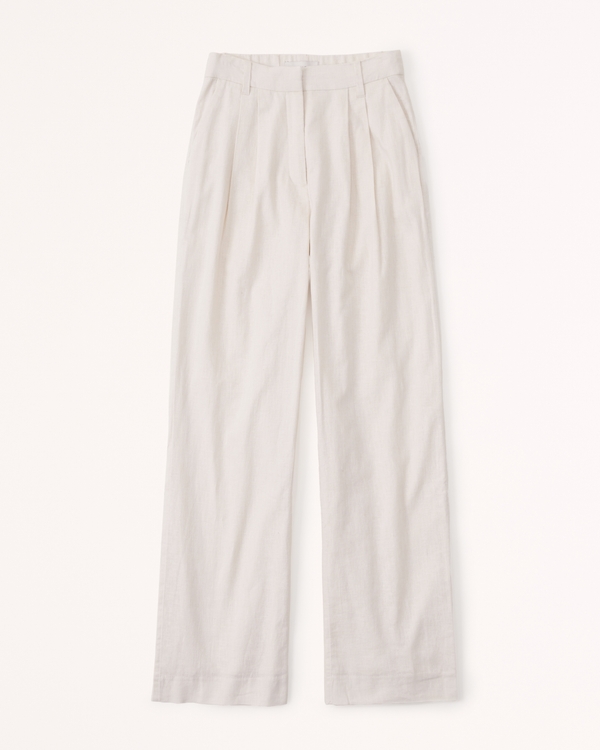 Women's Linen-Blend Tailored Wide Leg Pant | Women's Sale | Abercrombie.com