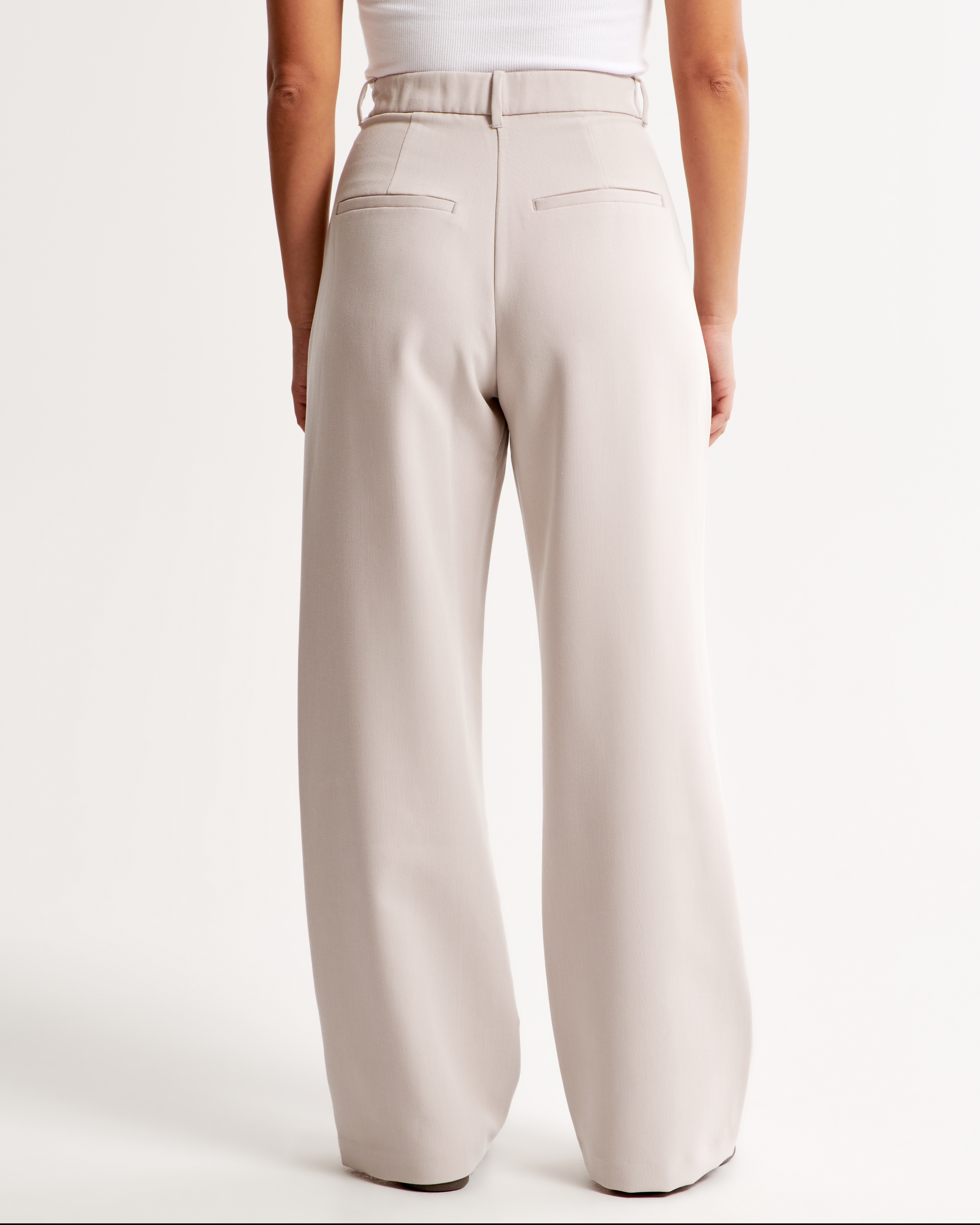 Abercrombie & Fitch Curve Love A&f Sloane Tailored Wide Leg Pant In Brown