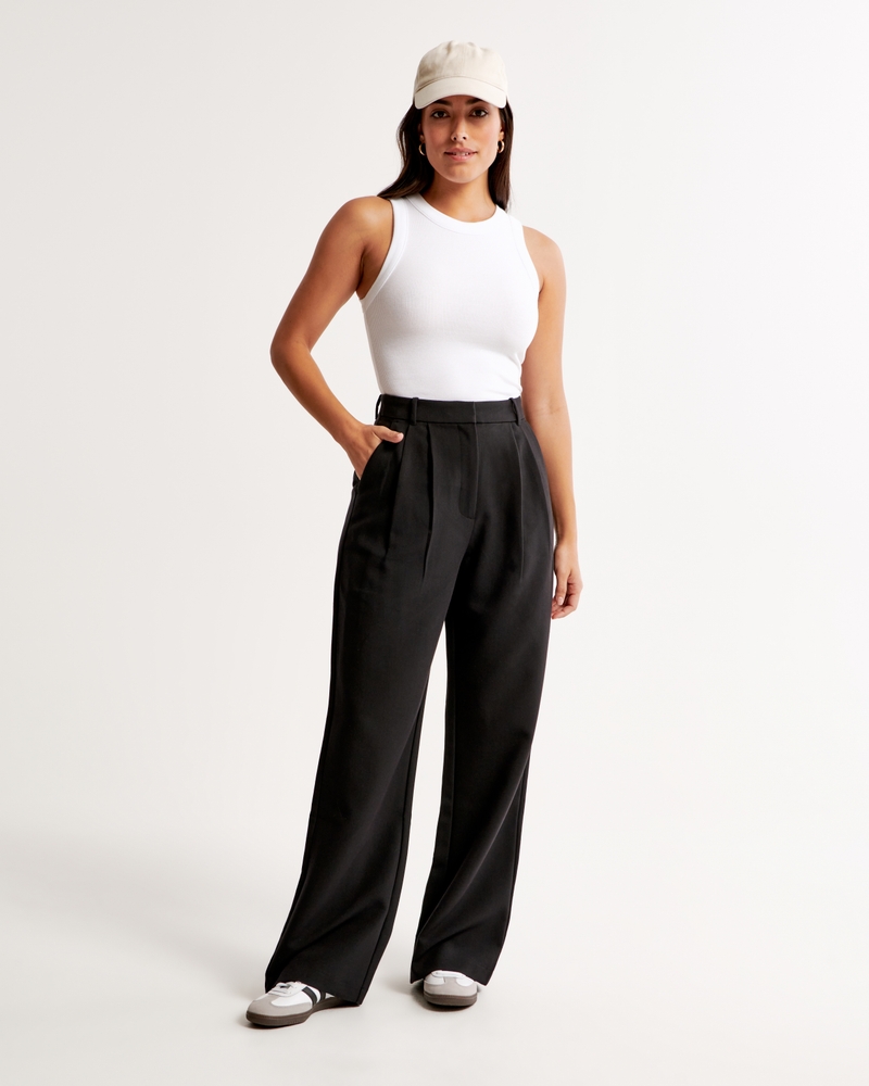 A&F Sloane Tailored Hardware Wide Leg Pant