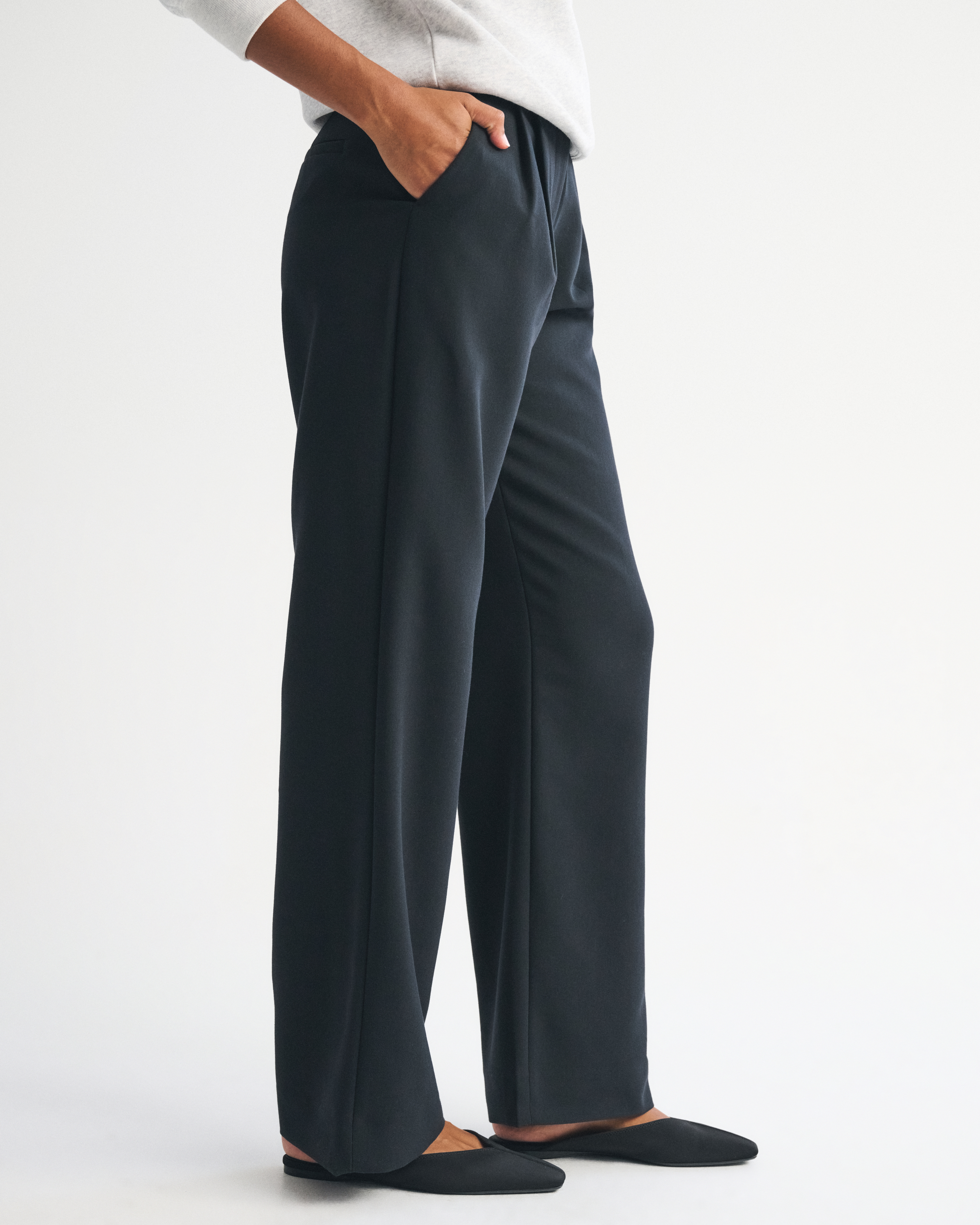 Abercrombie & Fitch Curve Love A&f Sloane Tailored Wide Leg Pant In Black