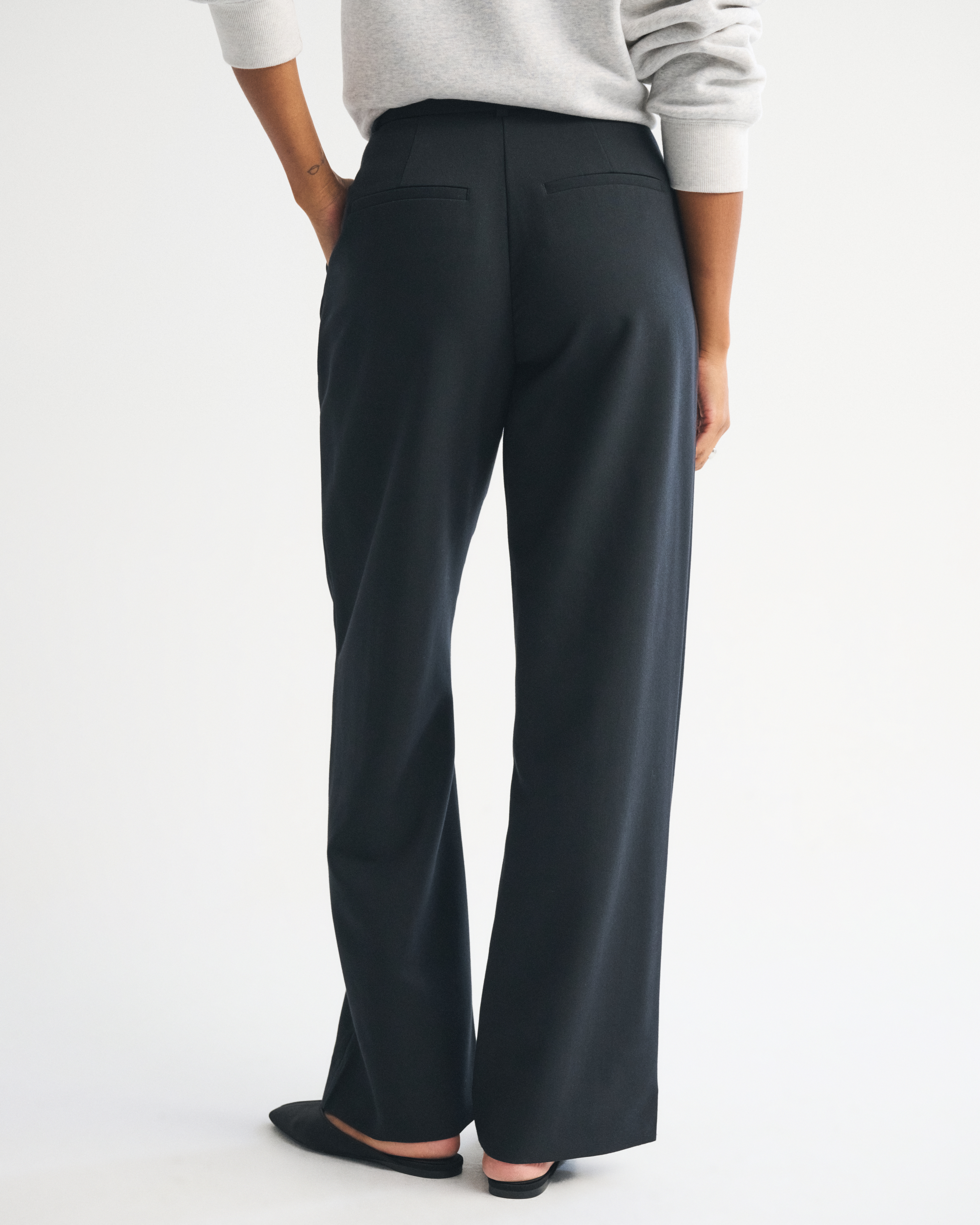 Abercrombie & Fitch Curve Love A&f Sloane Tailored Wide Leg Pant In Black