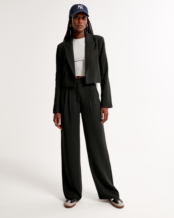 A&F Sloane Tailored Premium Crepe Pant, Black
