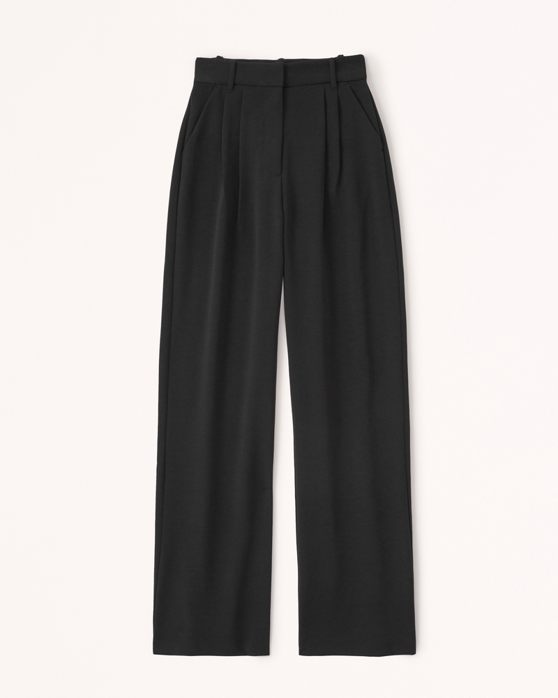 Stretch Crepe Pleated Wide Leg Pant in 2023