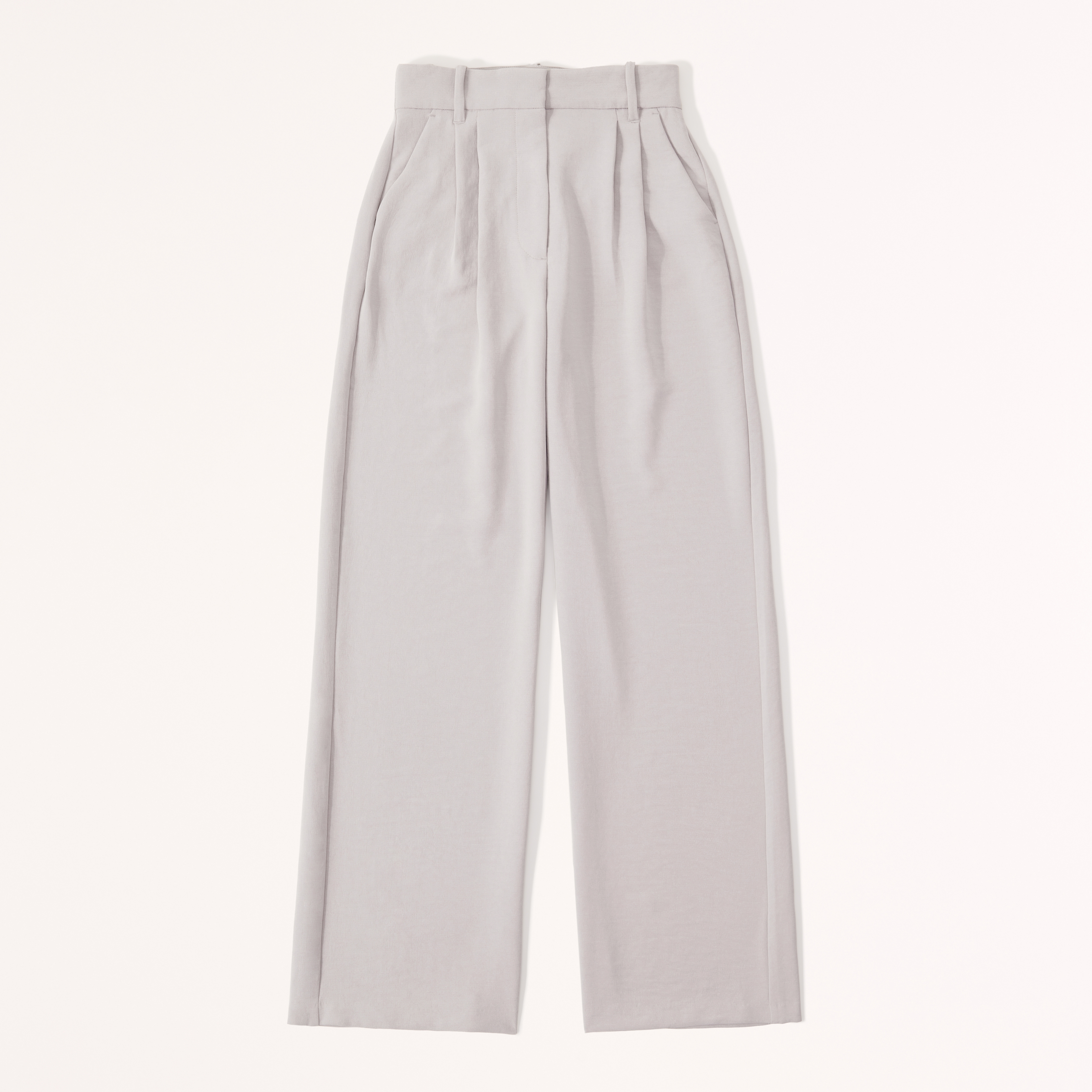 Женские брюки Abercrombie & Fitch A&F Sloane Tailored Premium Crepe Pant, цвет: Светлый серый — фото 1