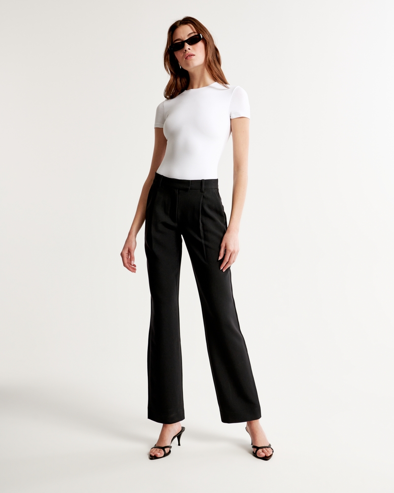 Women's Mid Rise Tailored Relaxed Straight Pant
