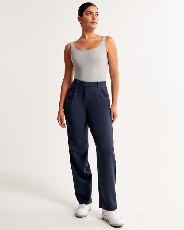 Curve Love Tailored Straight Pant, Navy