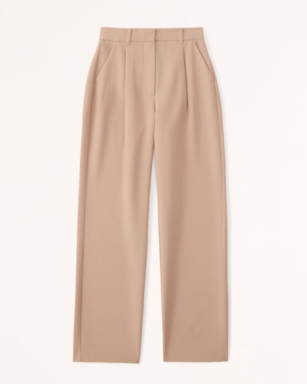 Curve Love Tailored Straight Pant, Tan