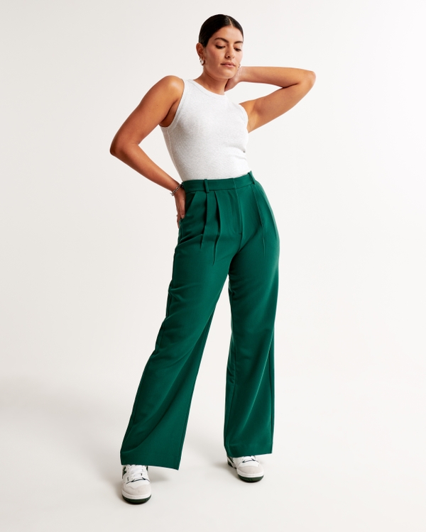 Curve Love A&F Sloane Tailored Pant, Green
