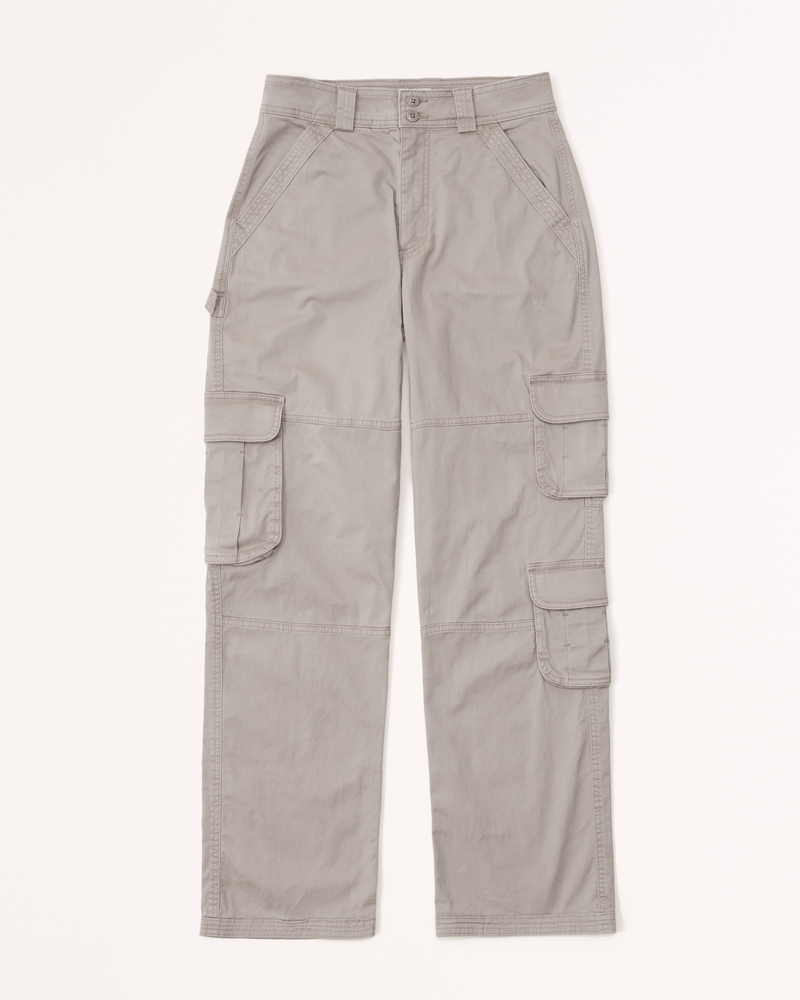 Patch Pocket Twill Pants for Tall Women in Taupe Grey