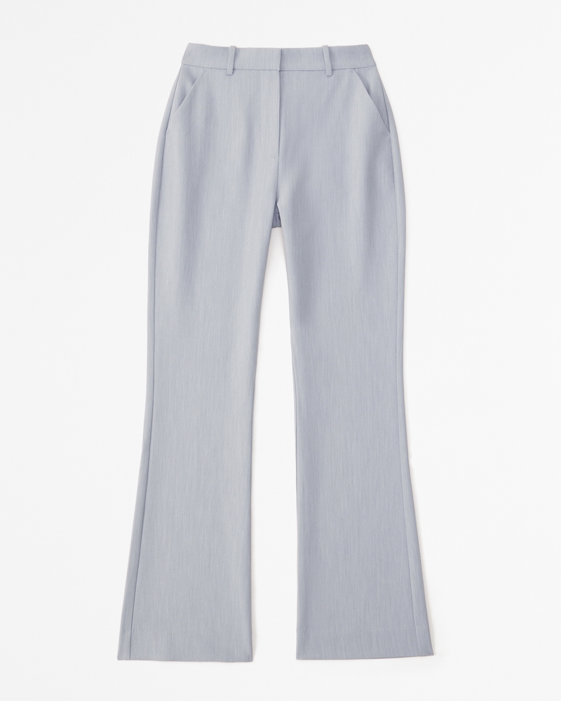 Women's Long Pants See-Through Elastic Zipper Open Crotch Flared