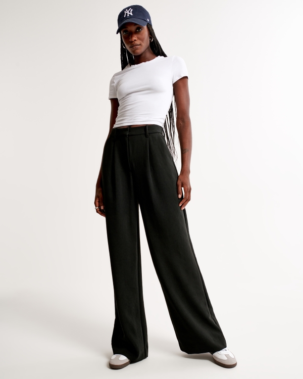 Curve Love A&F Harper Tailored Linen-Blend Pant