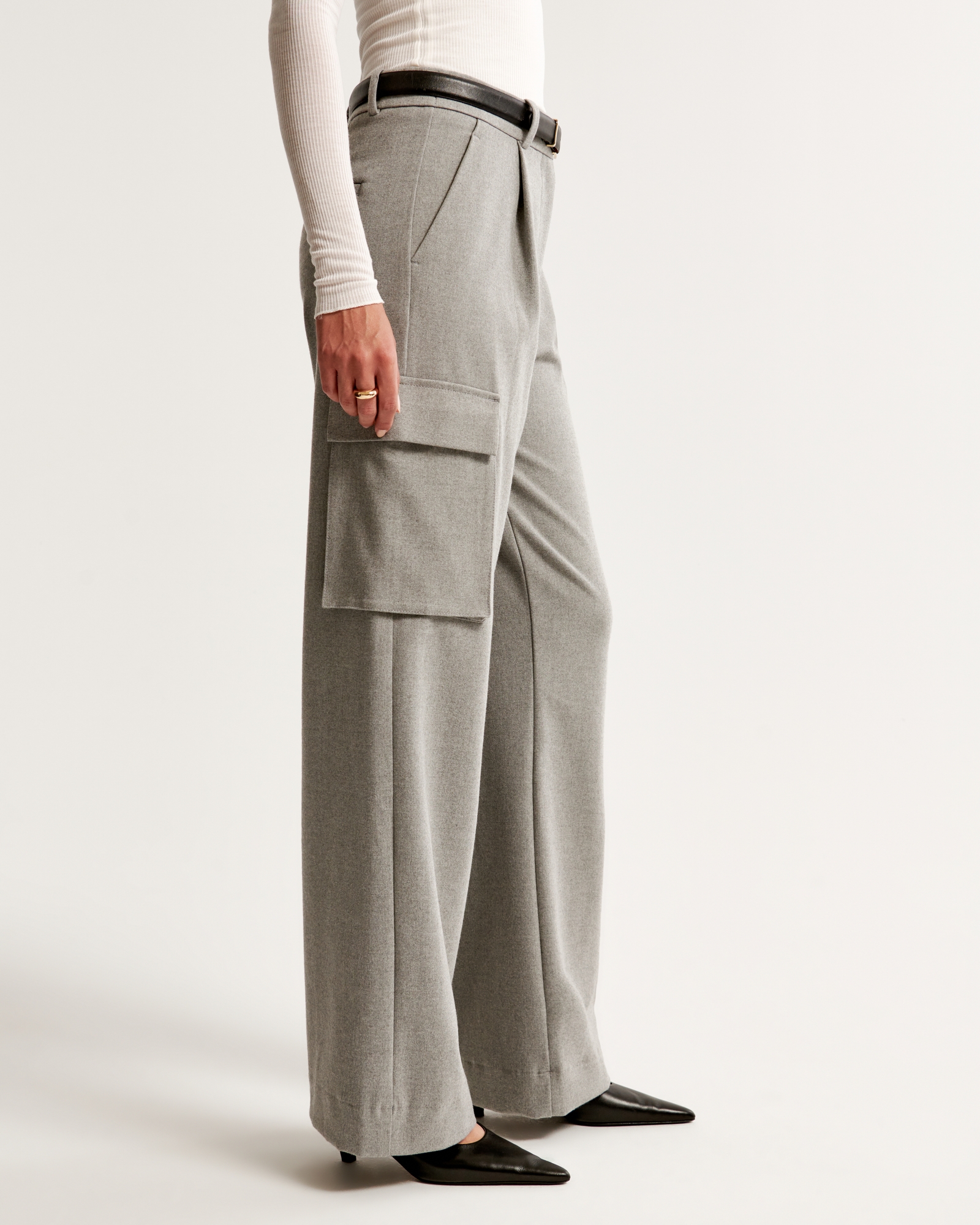 Women's Brushed Suiting Tailored Cargo Wide Leg Pant, Women's Clearance