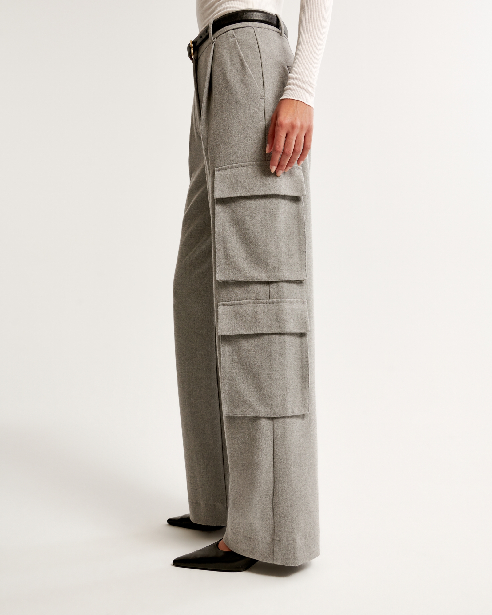 Women's Brushed Suiting Tailored Cargo Wide Leg Pant