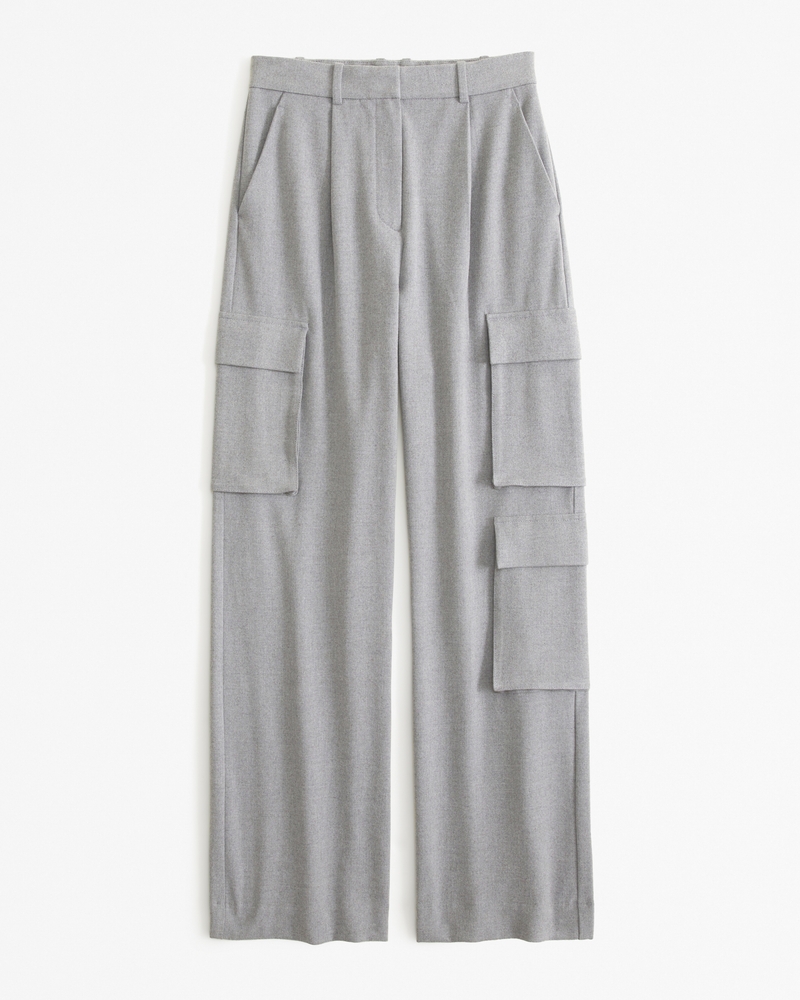 Women's Brushed Suiting Tailored Cargo Wide Leg Pant Women's
